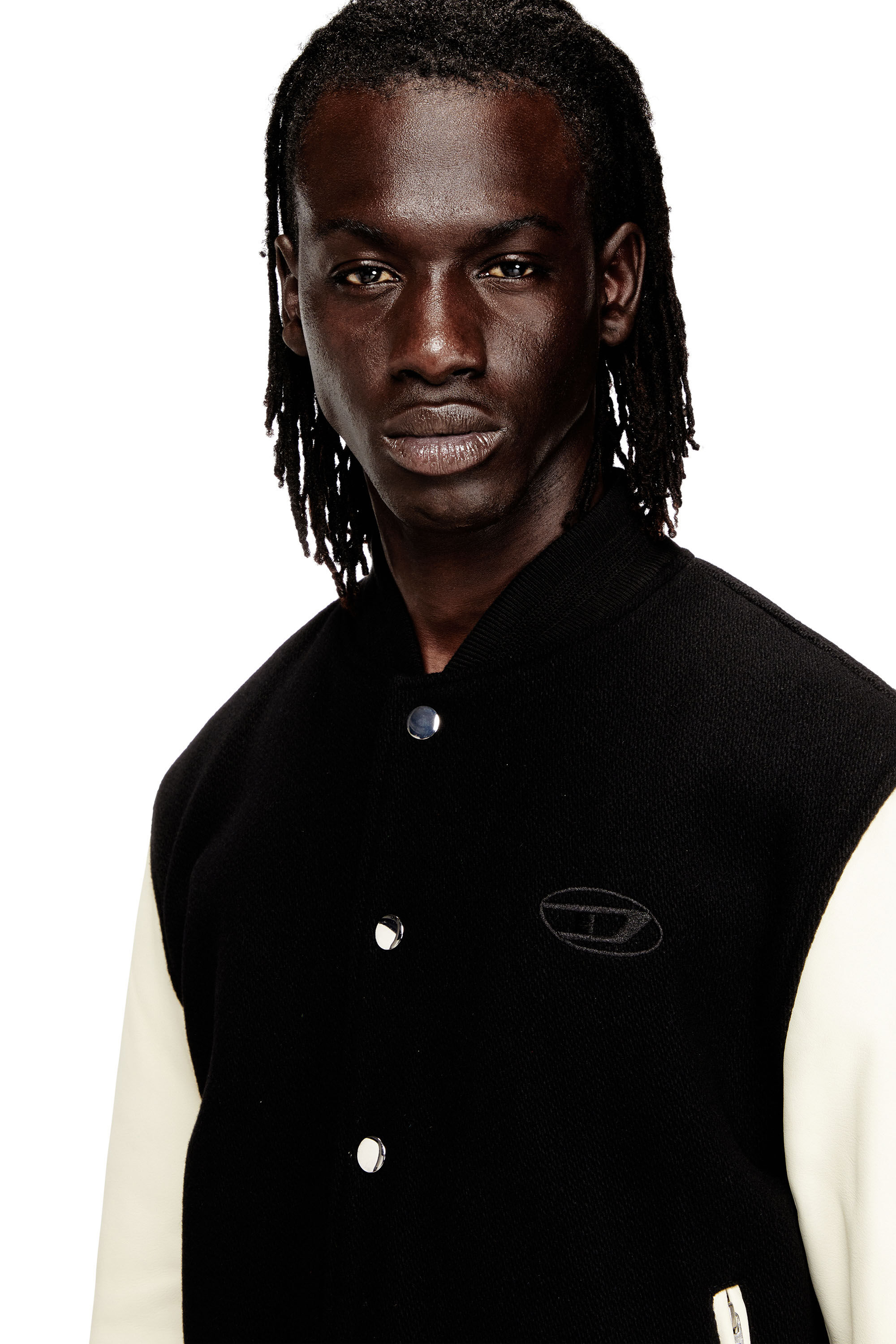 Diesel - L-ARRY-WRD, Herren Bomberjacke aus Wollmischung und Leder in null - 5