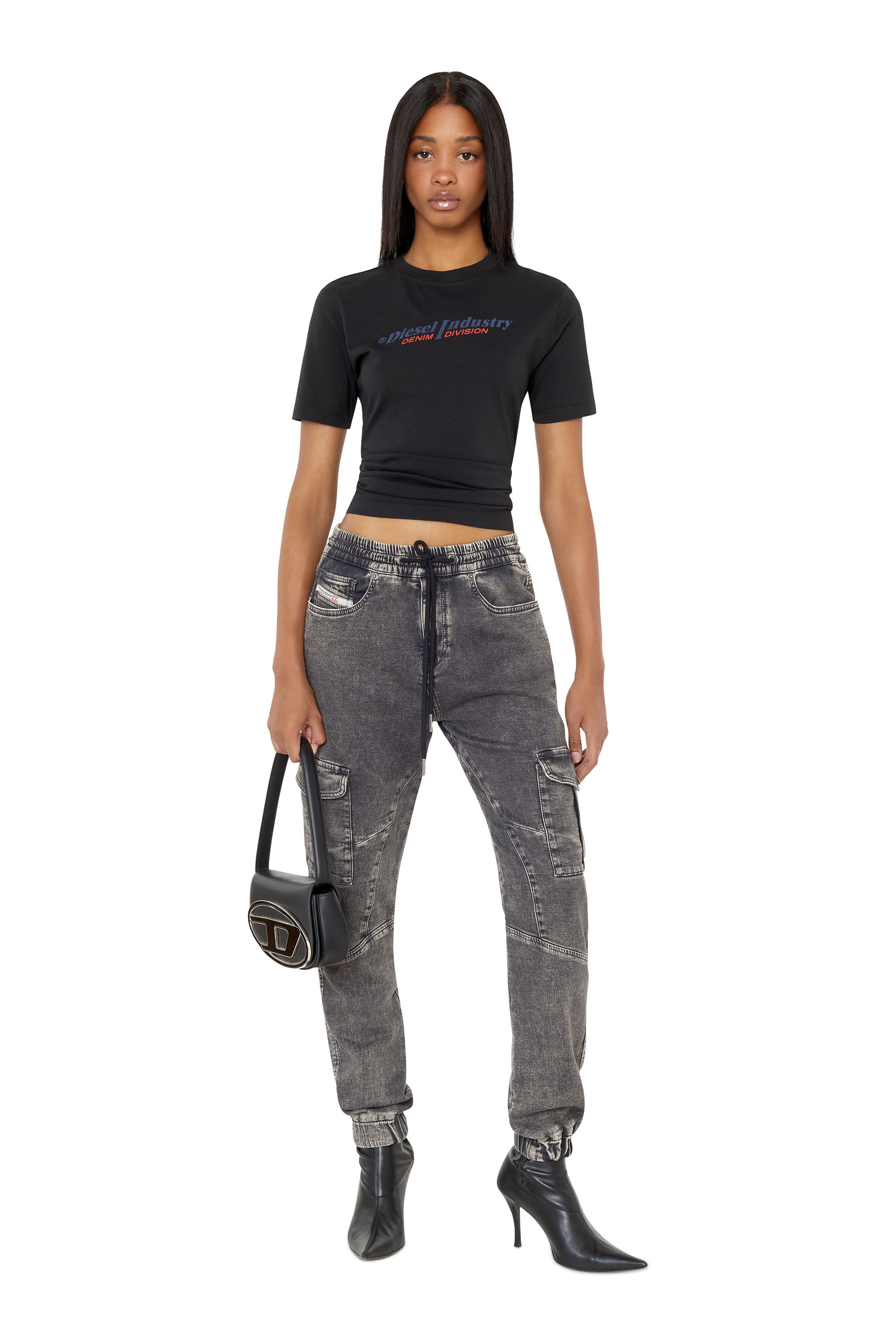 Diesel - D-Ursy Track Denim 069ZF Slim, Schwarz/Dunkelgrau - Image 1