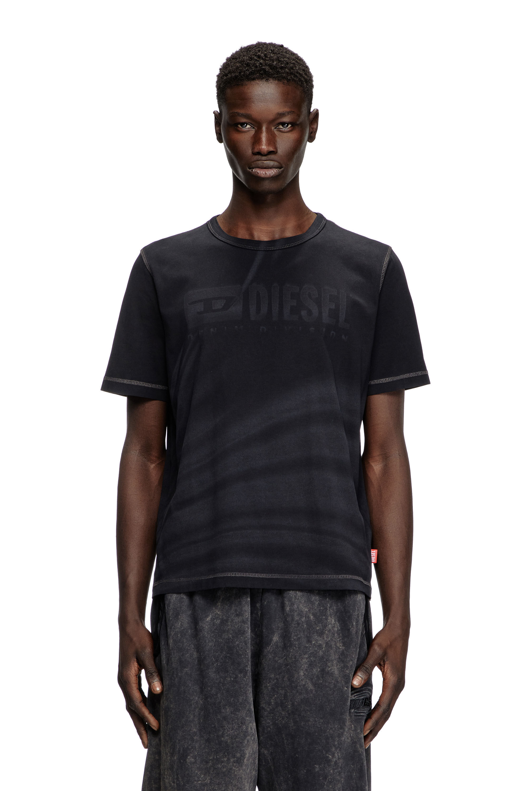 Diesel - T-ADJUST-R13, Herren T-Shirt mit Laser-verblasstem Logo in Schwarz - 3