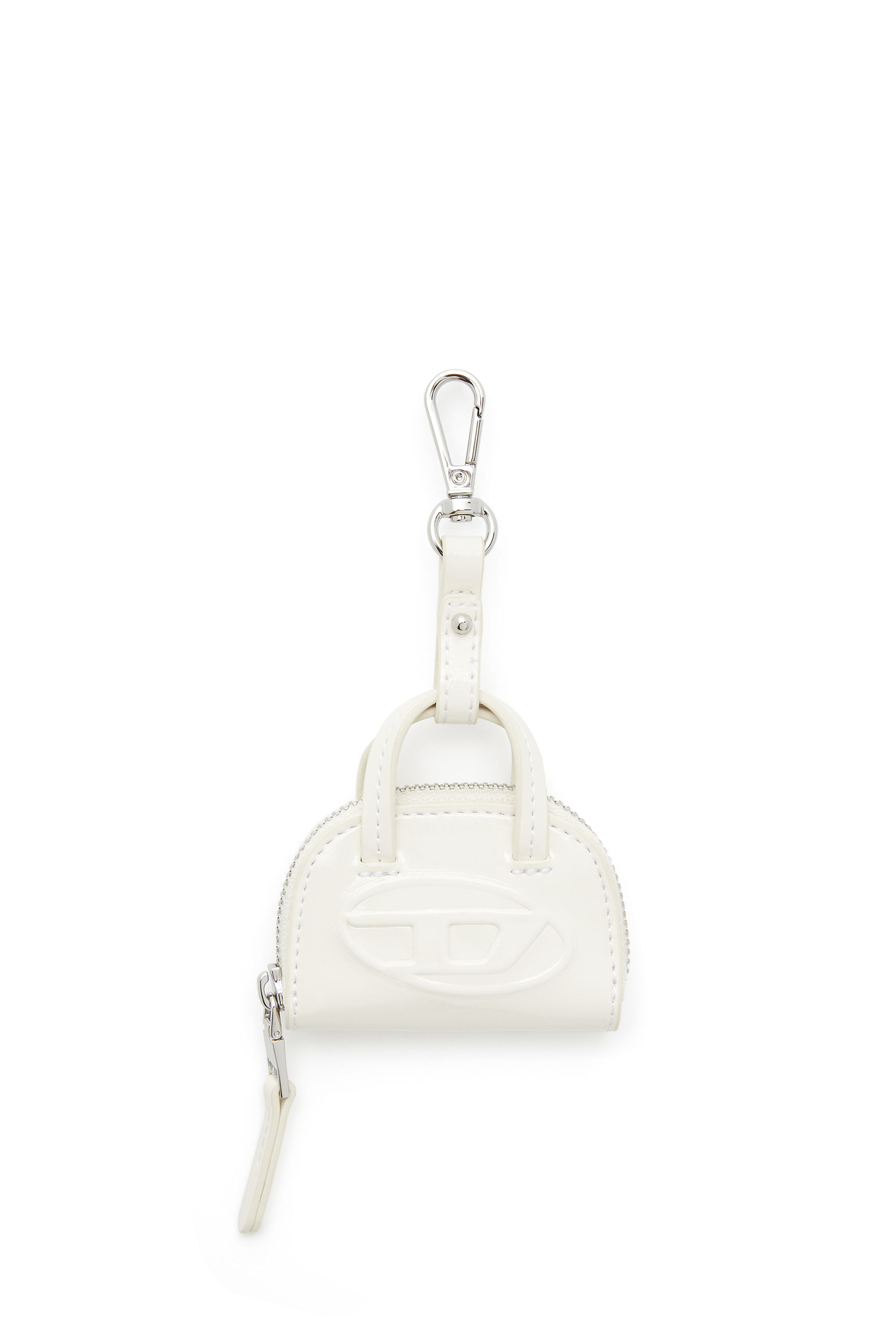Diesel - 1DR DOME CHARMS, Damen Taschenanhänger aus glänzendem, geknittertem Naplak in Weiß - 1