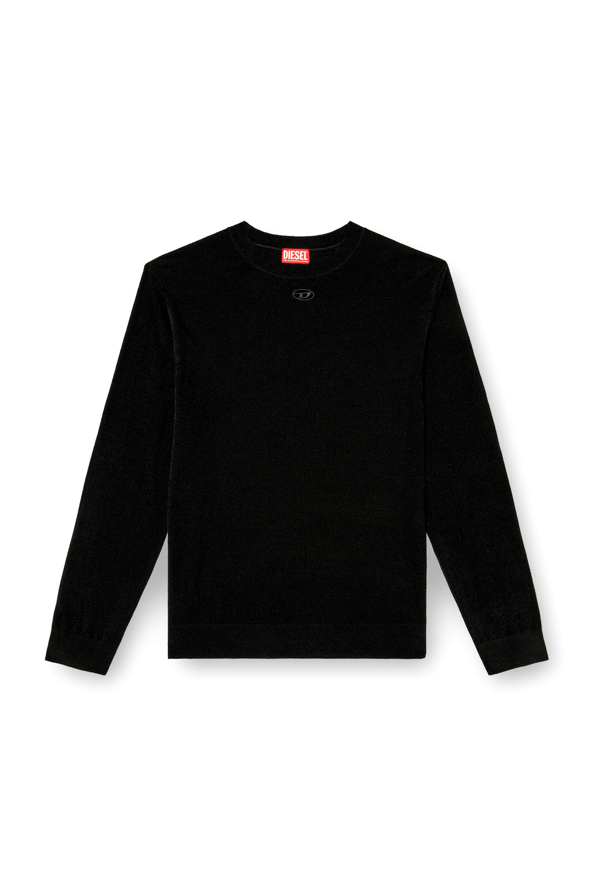 Diesel - K-CEVRO, Herren Pullover aus Chenille mit Cutout-Logo in Schwarz - 2
