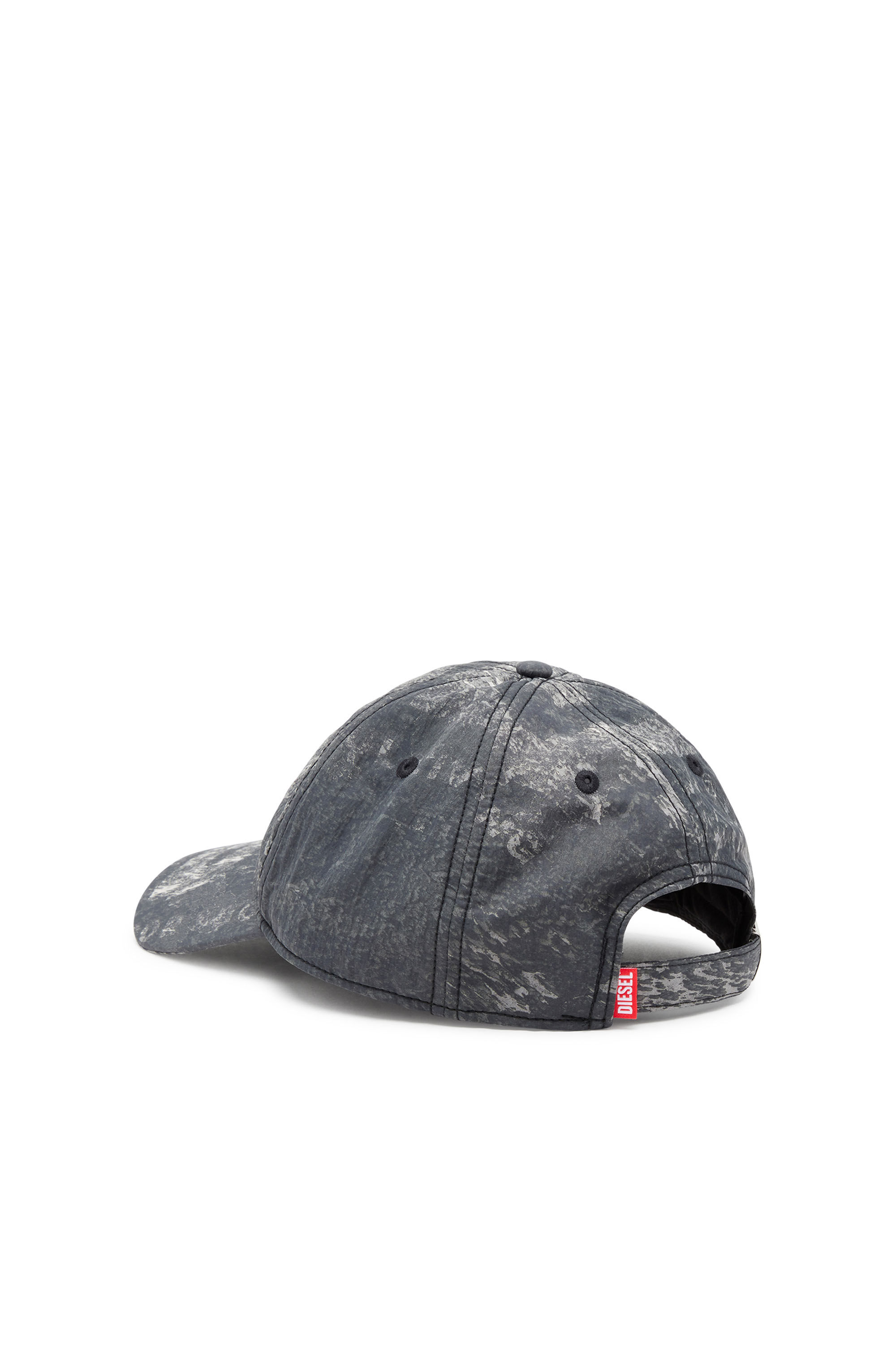 Diesel - C-REMEY, Herren Cap aus Knitter-Nylon mit Rain-Camo-Print in Schwarz/Grau - 2