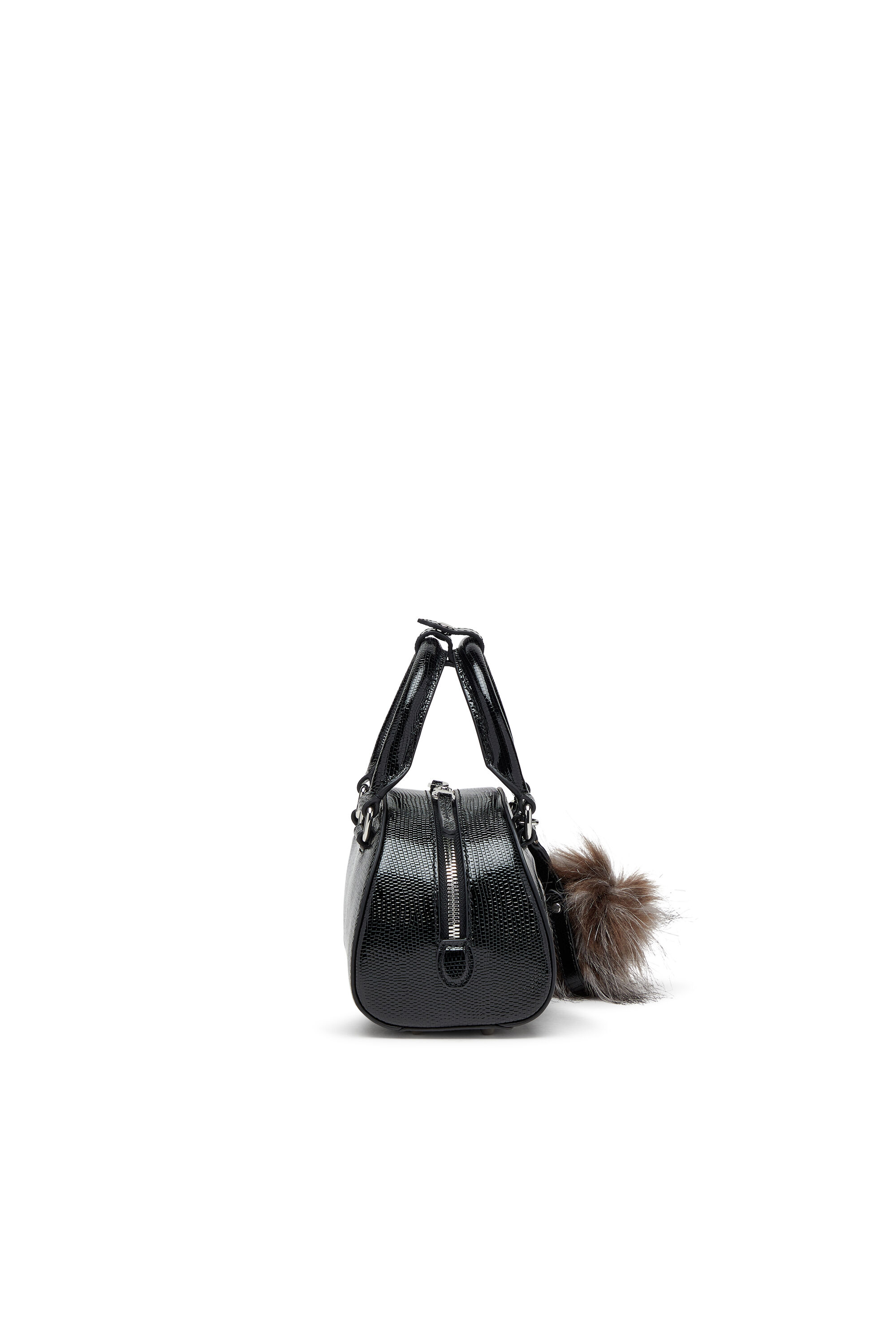Diesel - 1DR DOME CROSSBODY, Damen Mini-Bowling-Tasche aus geprägtem Leder in Schwarz - 4