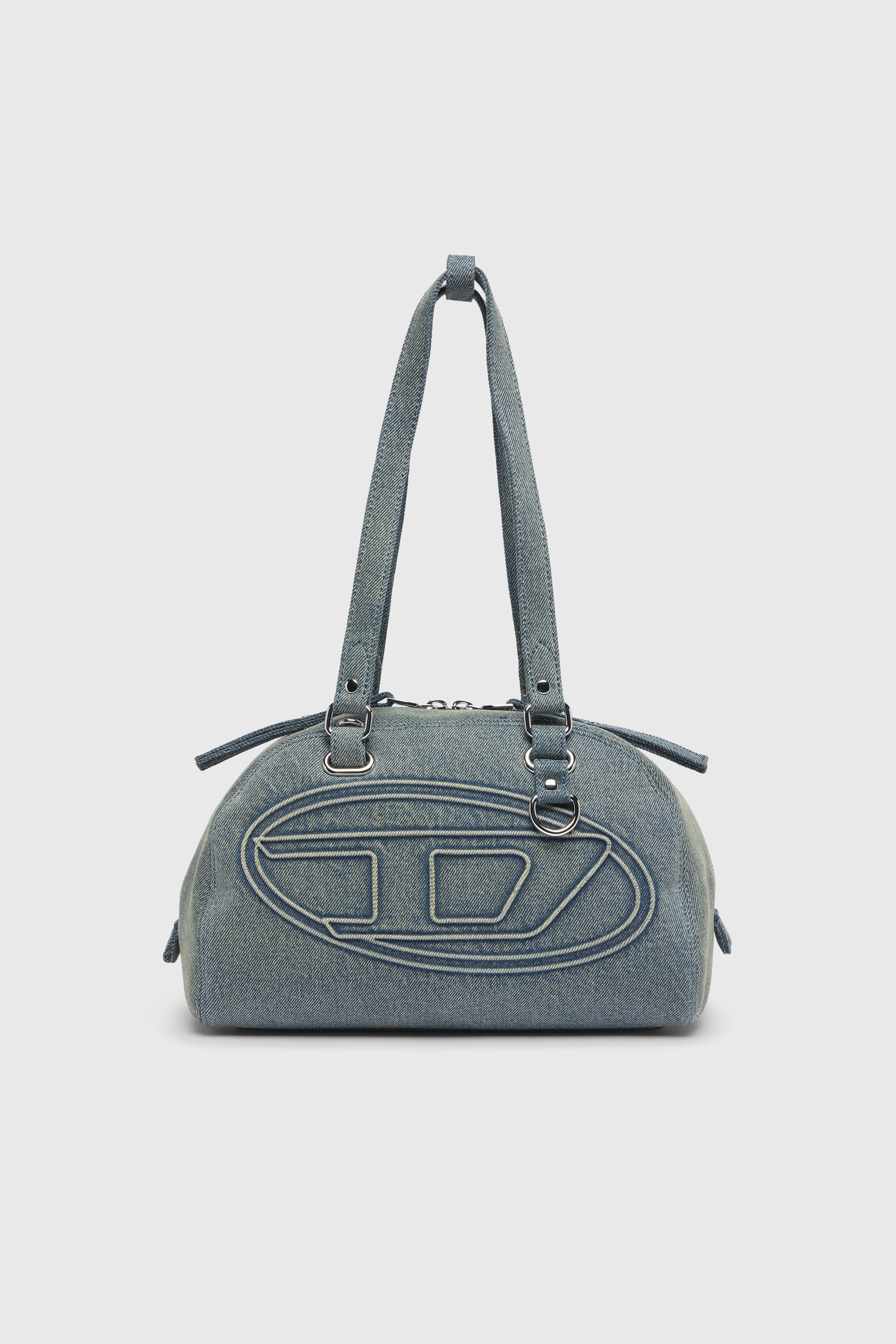 Diesel - 1DR DOME SOFT SHOULDER, Unisex 1DR Dome-Schultertasche aus Denim mit Oval D Logo in Hellblau - 2