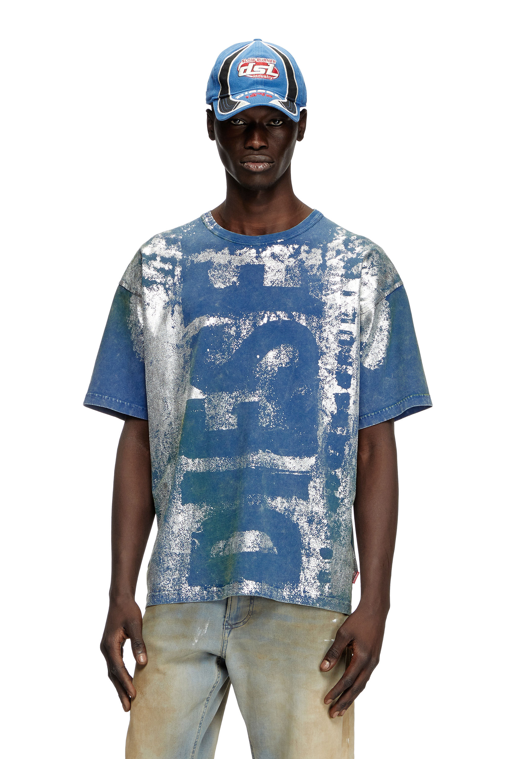 Diesel - T-BOXT-R2, Herren Logo-T-Shirt mit Metallic-Effekten in Blau - 3