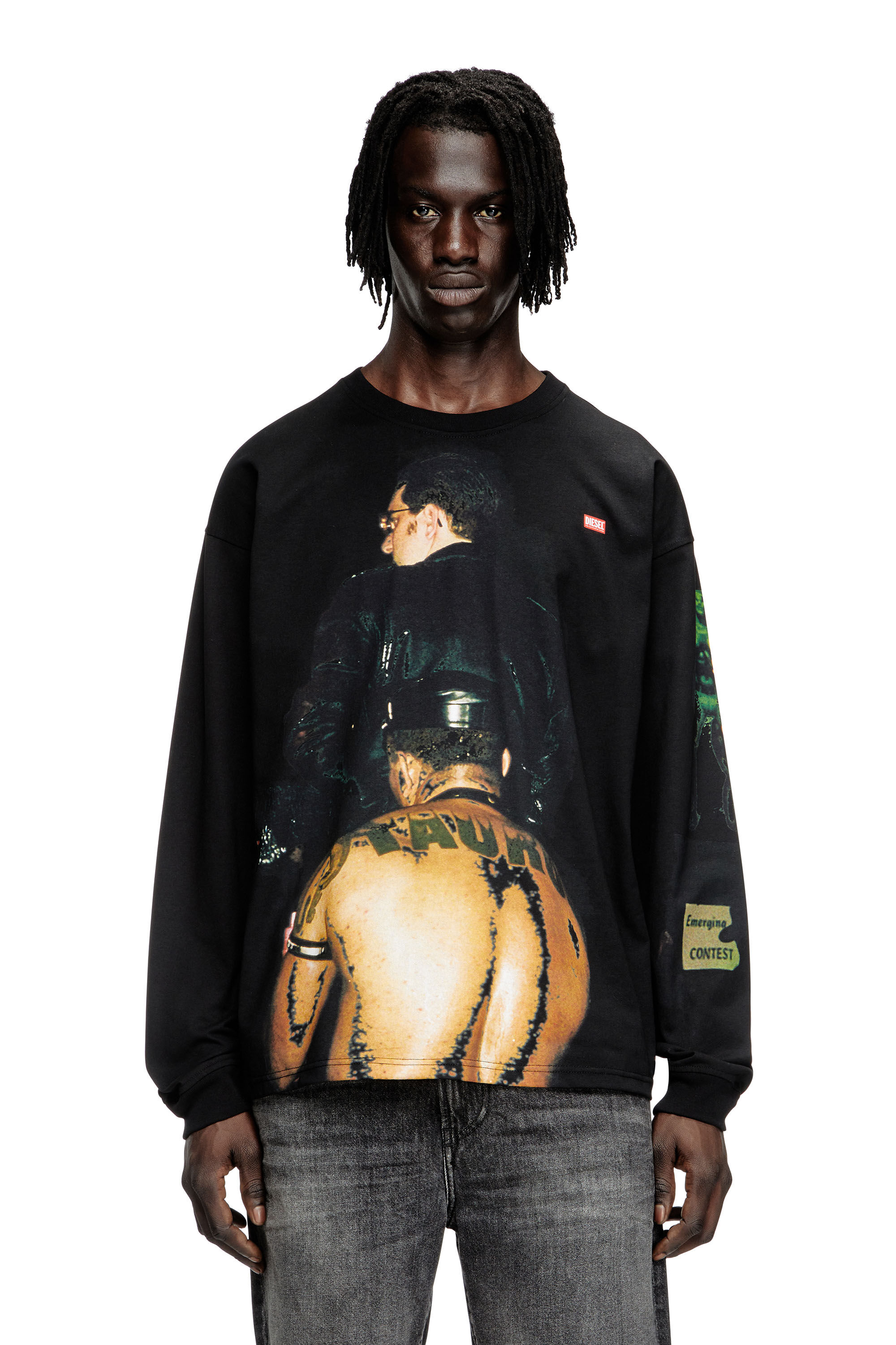 Diesel - PR-T-BOXT-LS-TOM25-1, Unisex Langarm-T-Shirt mit Grafik-Print in Schwarz - 3