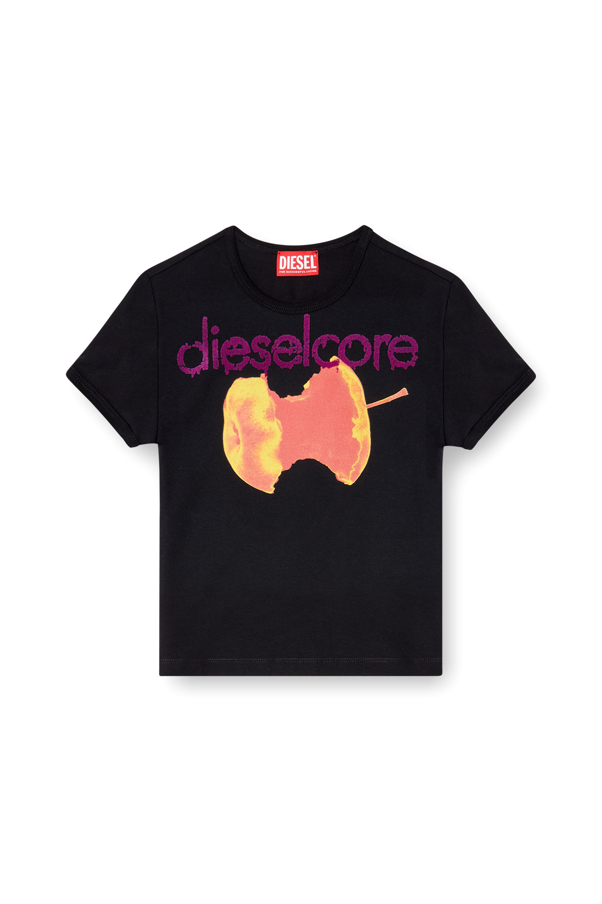 Diesel - T-UNCUTIES-SHORT-Q2, Damen T-Shirt mit Diesel Core-Logo in Schwarz - 2