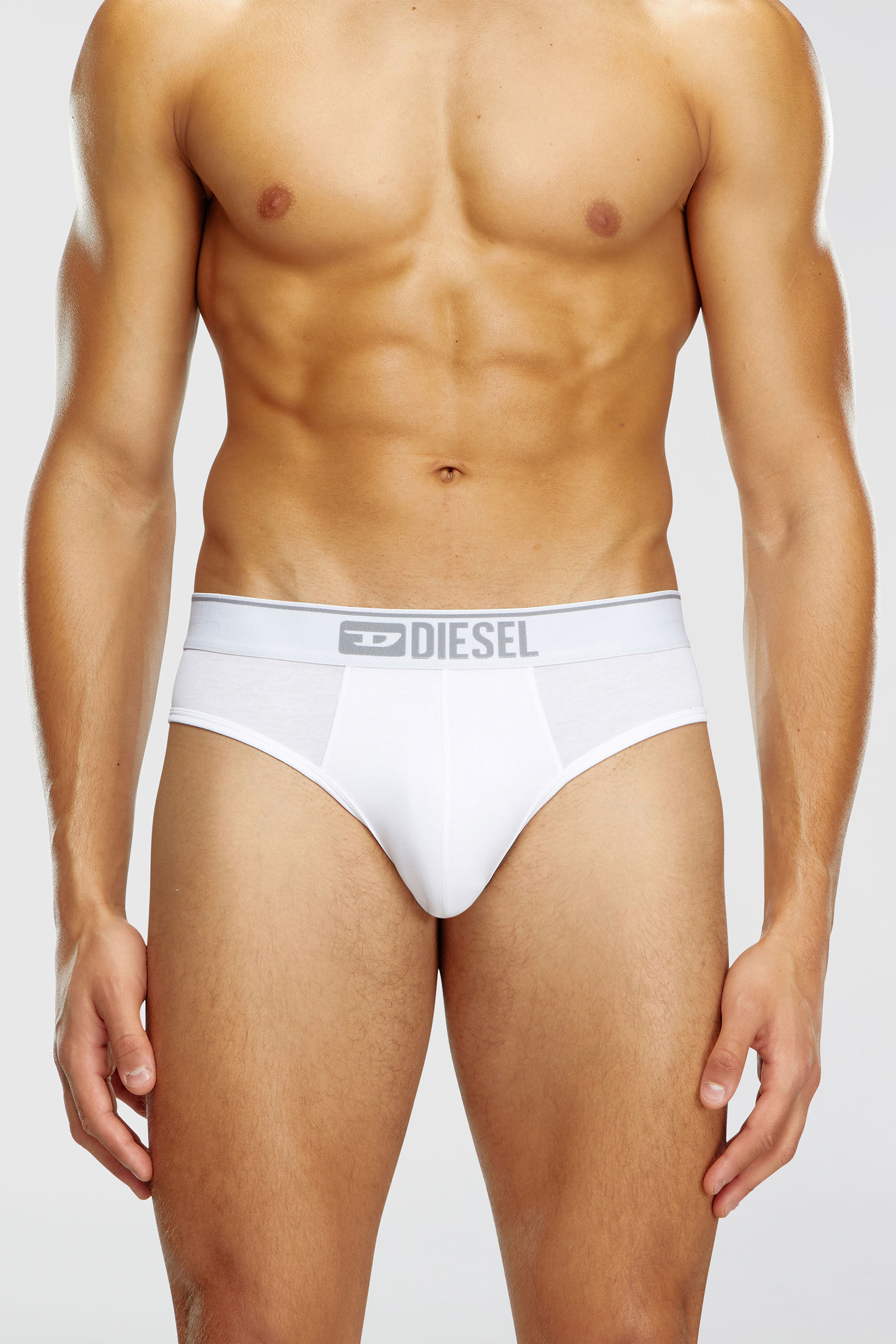 Diesel - UMBR-ANDRETHREEPACK, Herren Einfarbige Logo-Briefs im Dreierpack in Weiss/Schwarz - 3