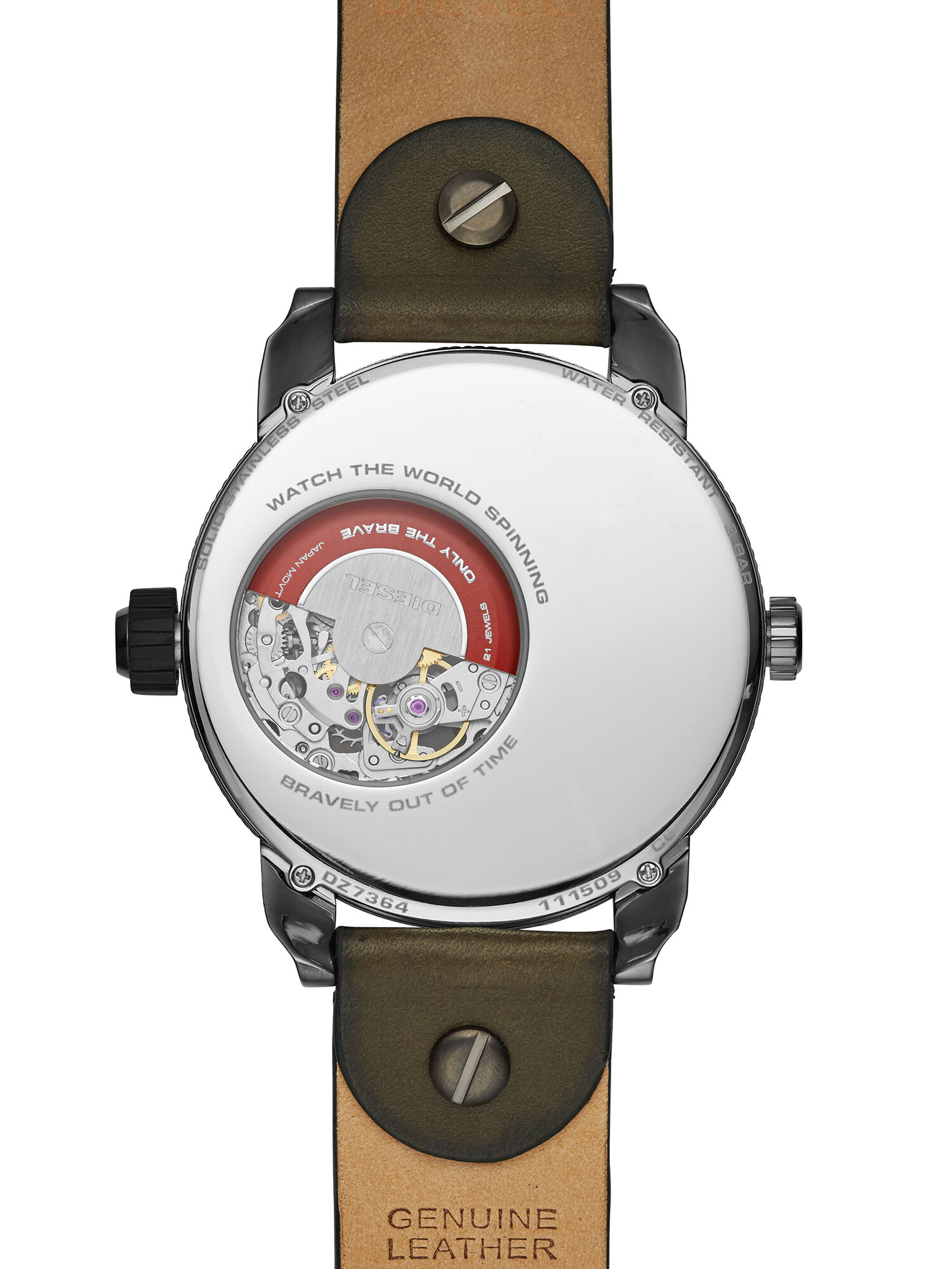 Diesel - DZ7364, Herren Olivfarbene Uhr mit metallgrauem Ziffernblatt, 51 mm in Dunkelbraun - 3