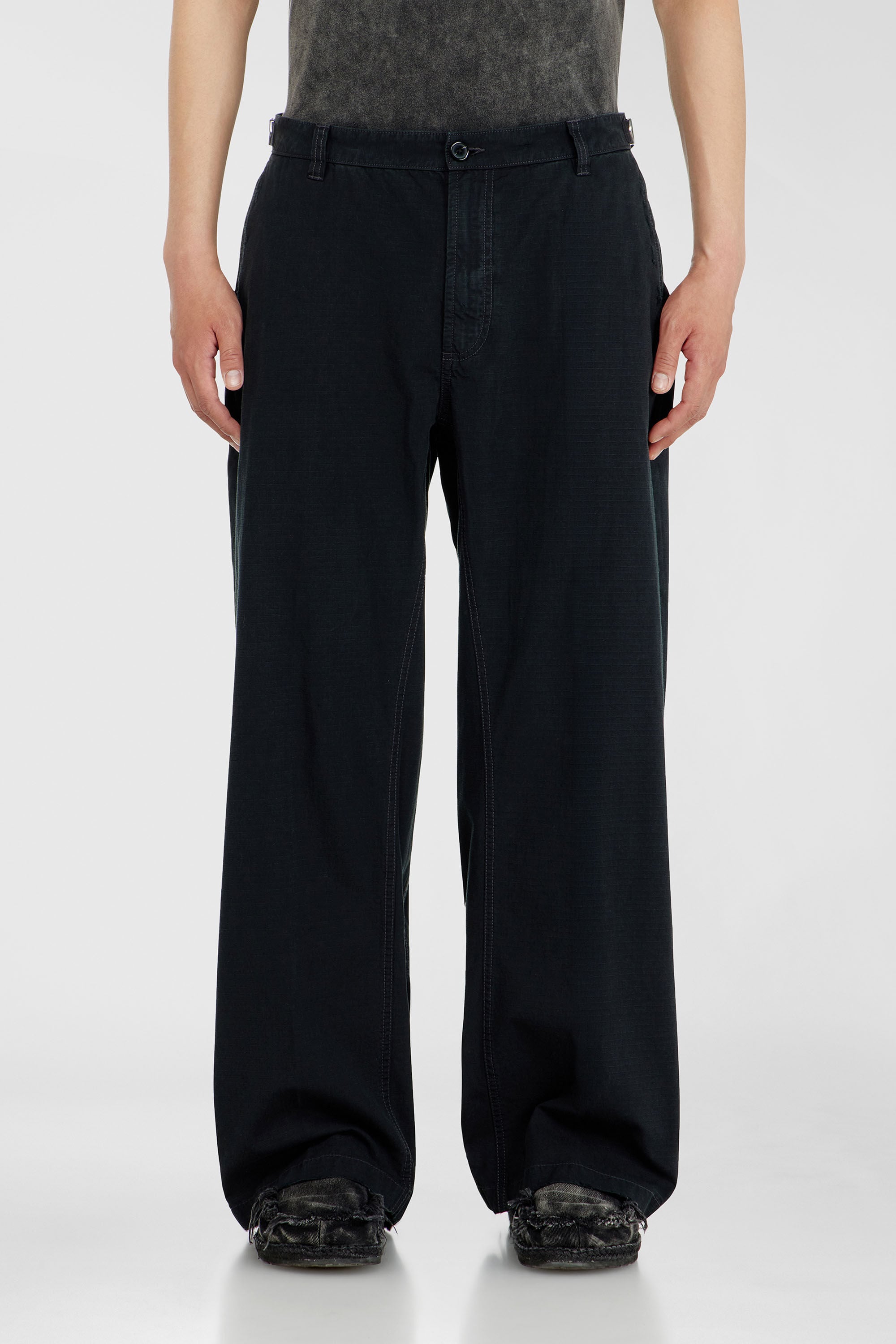 Diesel - P-BALL, Herren Baumwoll-Ripstop-Hose mit seitlichen Schnallen in Schwarz - 3