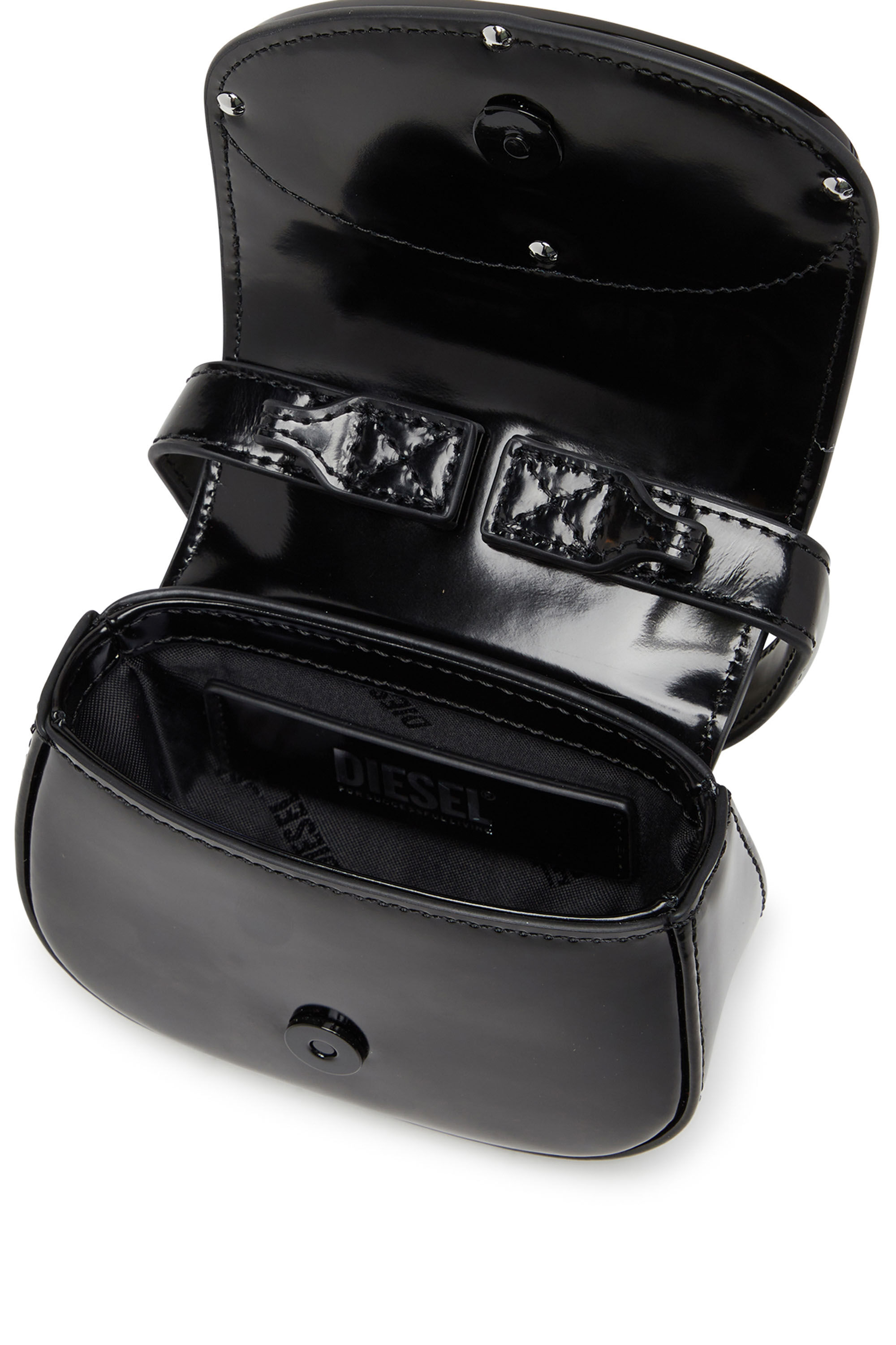 Diesel - 1DR-XS-S, Damen 1DR-XS-S-Ikonische Mini-Tasche aus Leder in Spiegeloptik in Schwarz - Image 5