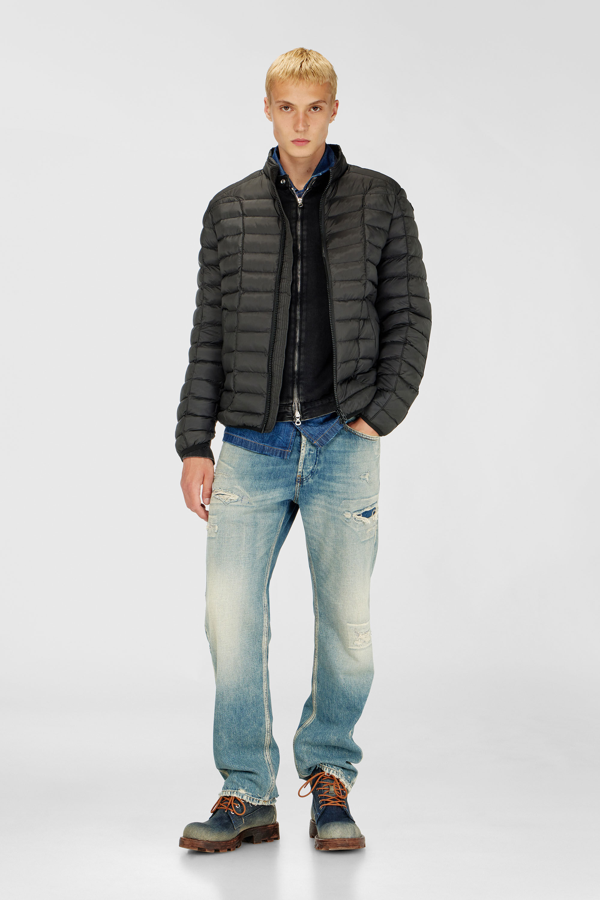 Diesel - W-PILOT, Herren Pufferjacke aus leichtem Nylon in Schwarz - 1