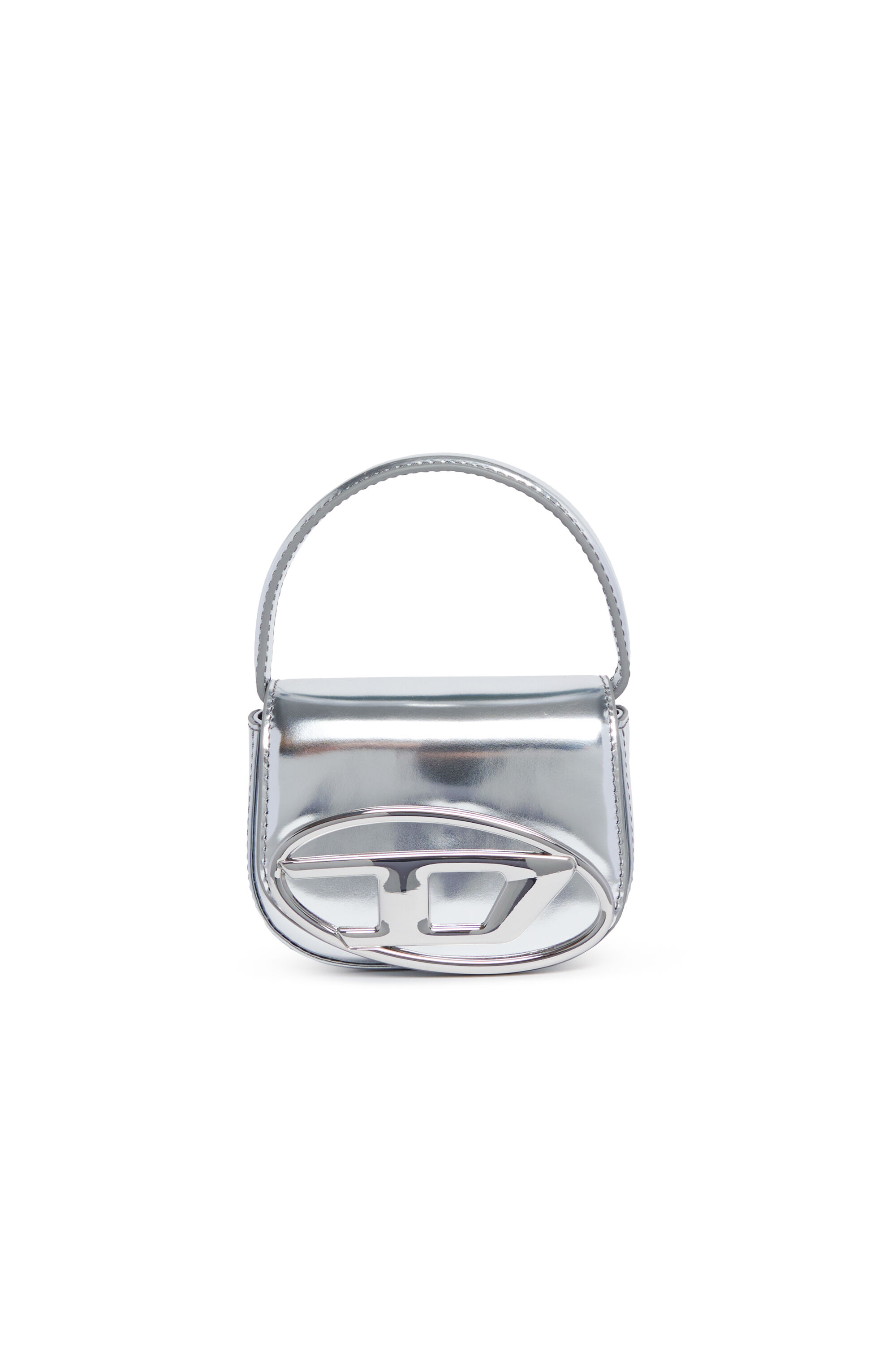 Diesel - 1DR XS, Damen Ikonische Minitasche aus mattem Metallic-Leder in Silber - 1