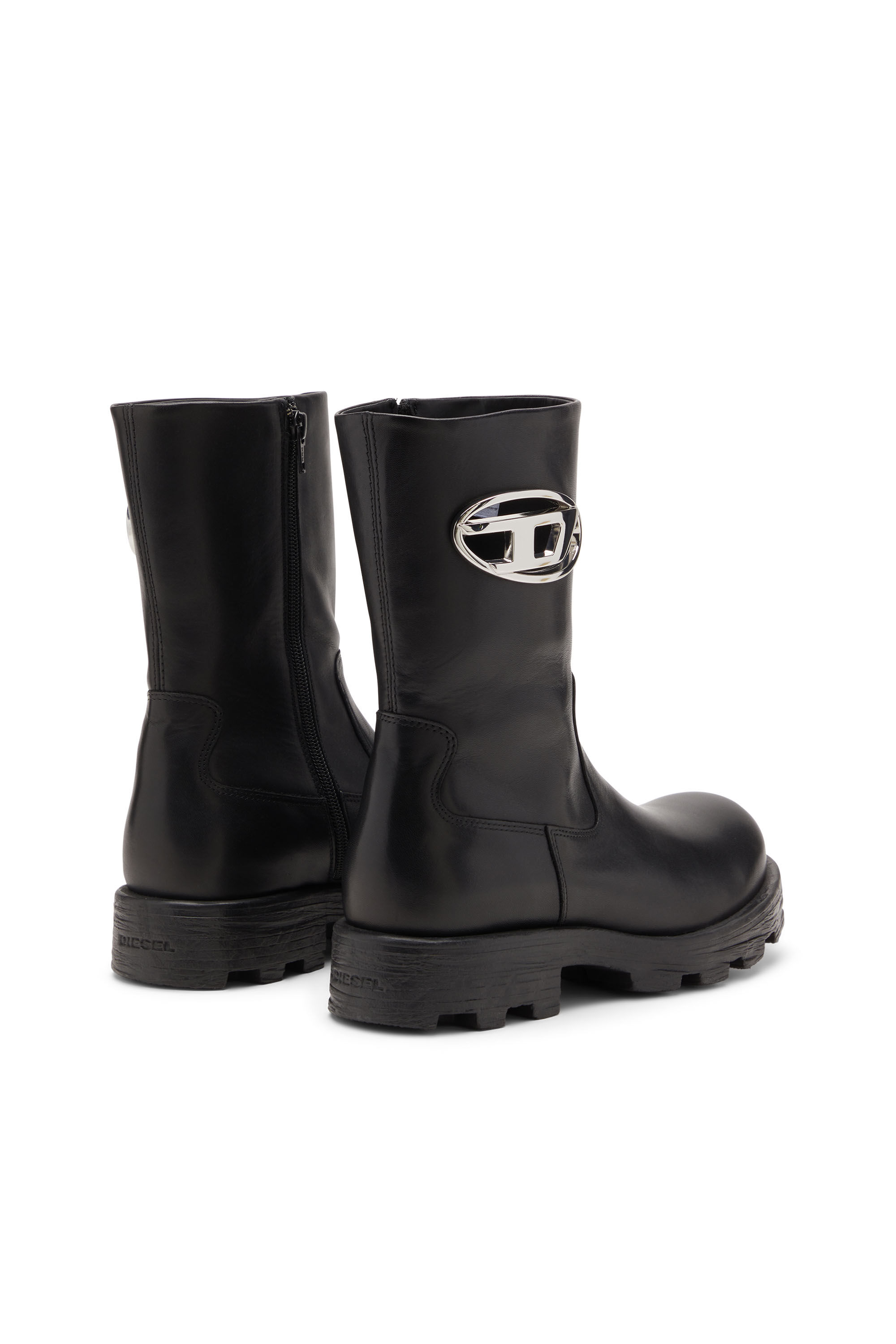 Diesel - D-HAMMER BKR D W, Damen D-Hammer-Bikerstiefel aus Hochglanzleder in null - 3