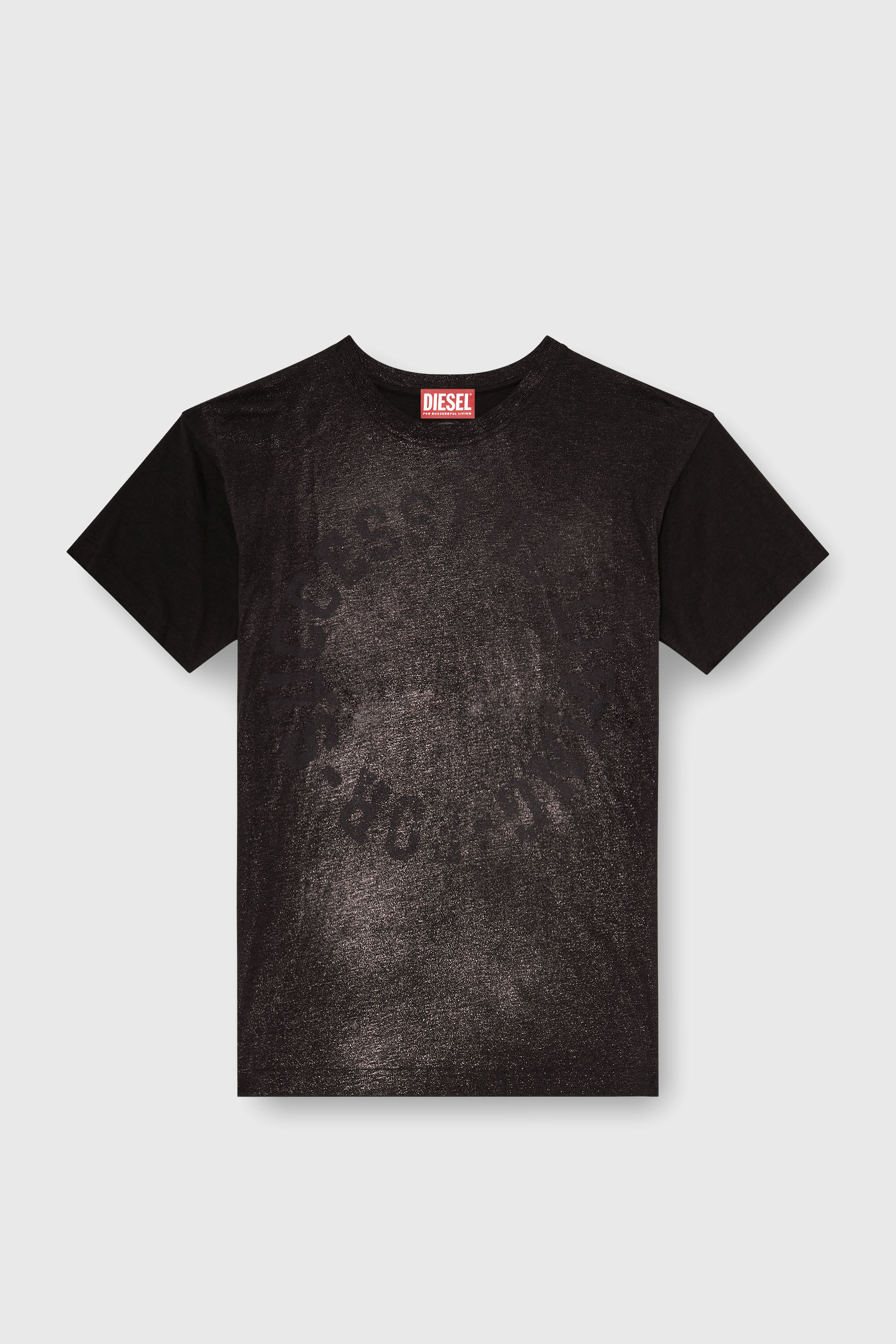 Diesel - T-NORM-AA2, Herren Baumwoll-T-Shirt mit Rundhalsausschnitt und Folienprint in Schwarz - 2