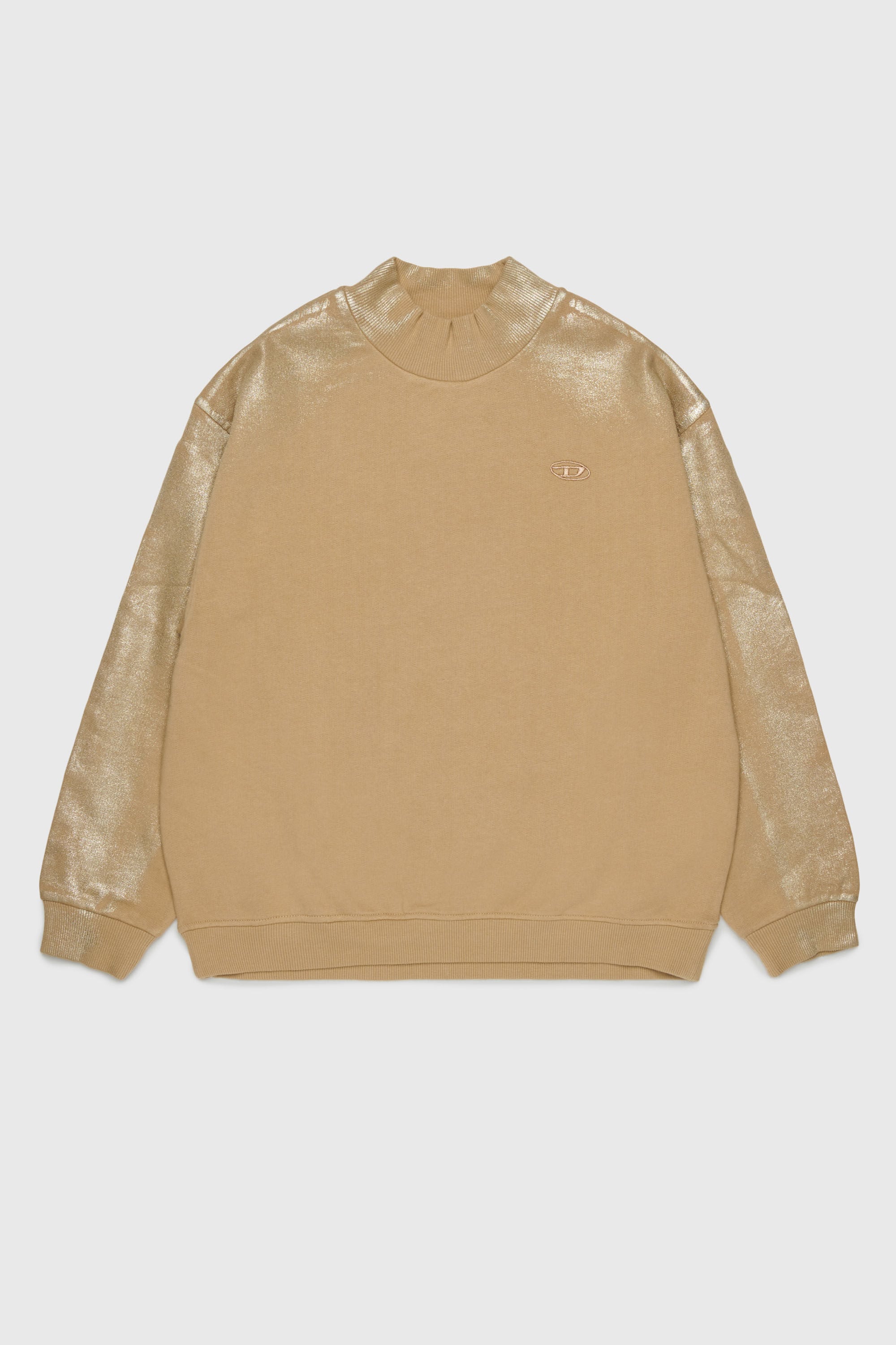 Diesel - SFALEXNS1, Damen Sweatshirt mit &Auml;rmeln in Metallic-Optik in Braun - 1