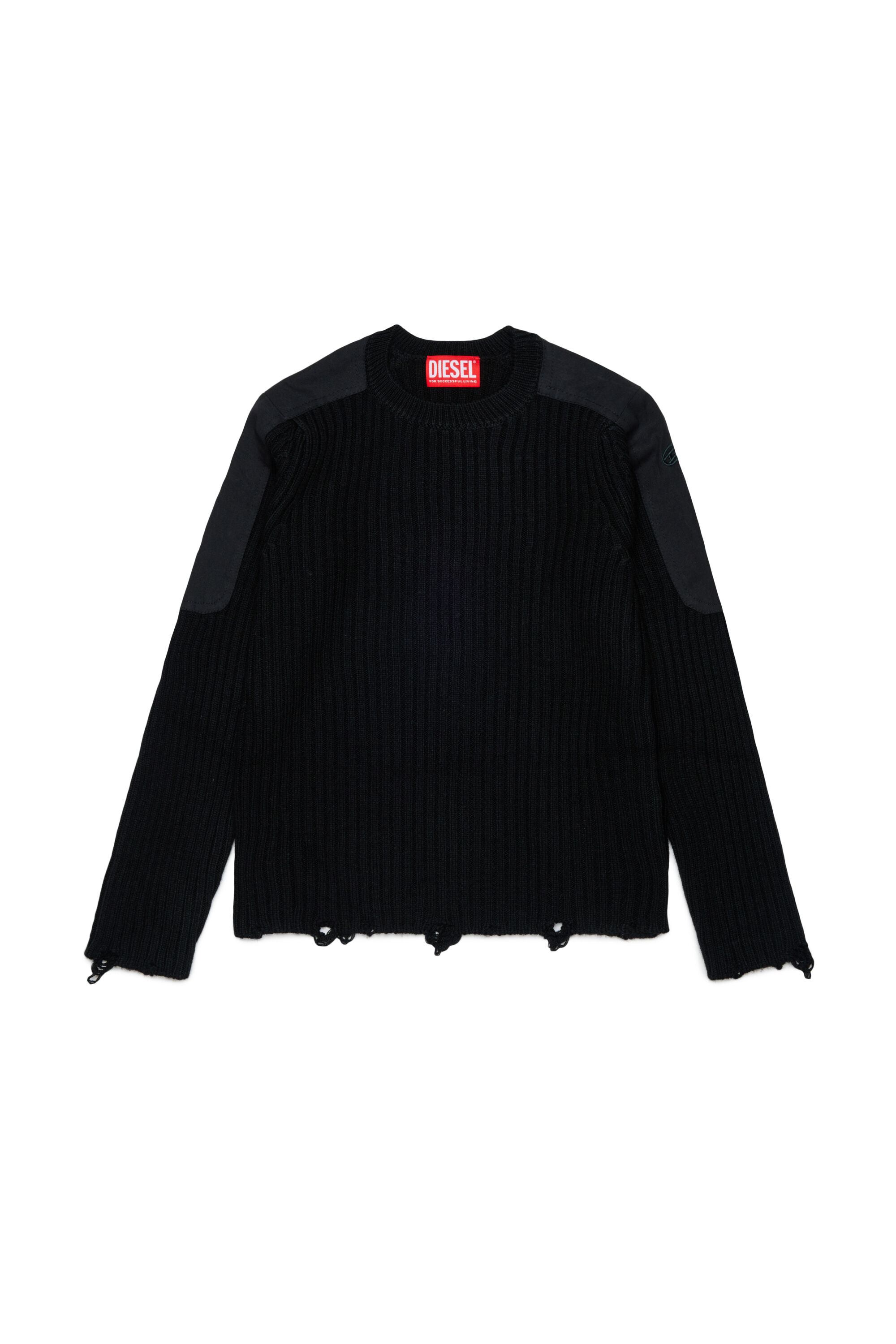 Diesel - KAMAR, Herren Ausgefranster Pullover aus Wollmischung in Schwarz - 1