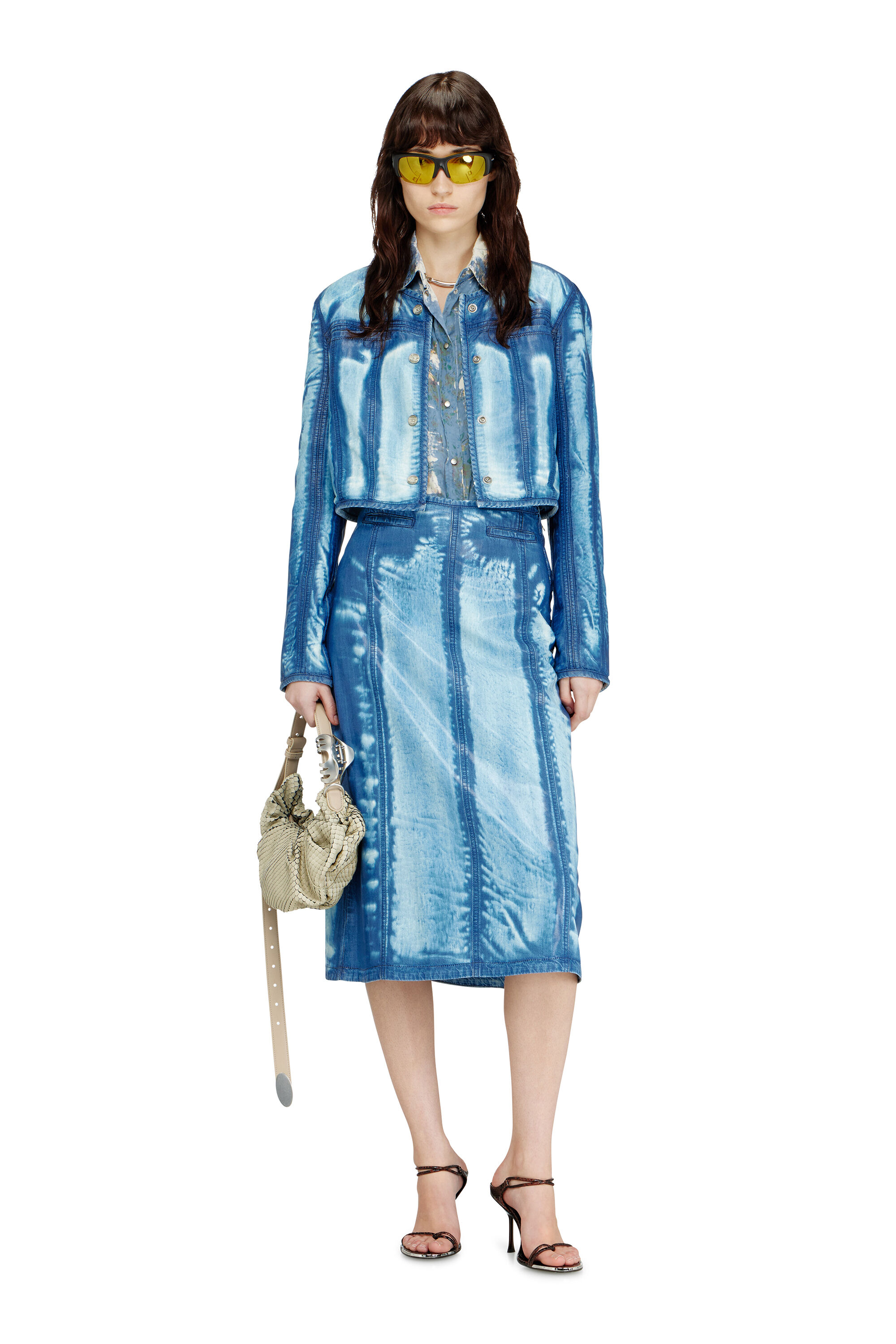 Diesel - GRAB-D HOBO S, Damen Grab-D-Scrunched Hobo-Tasche aus strukturiertem Leder in Beige - 1