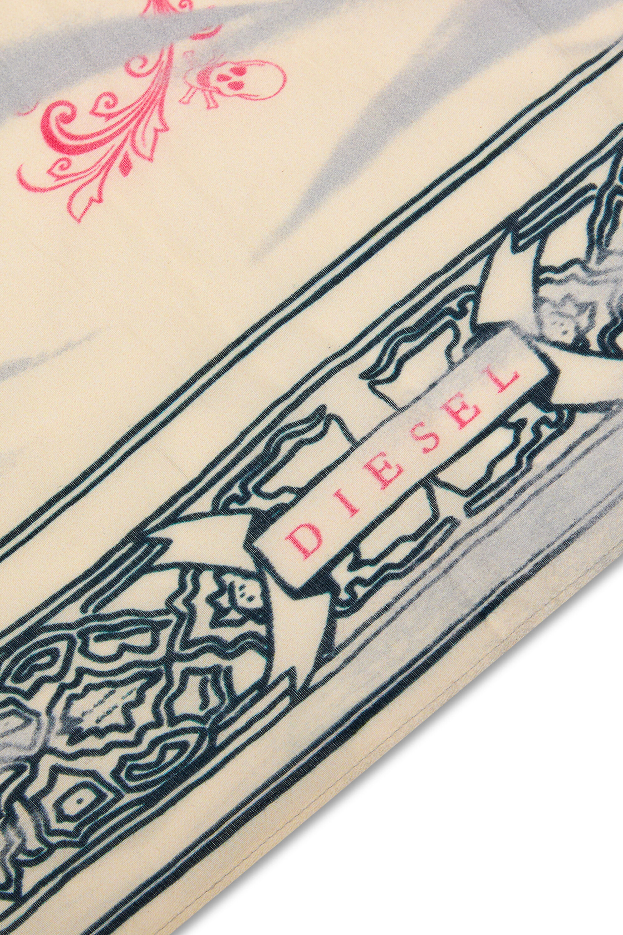 Diesel - S-ANTA, Herren Schal mit Adler-Bandana-Print in Grau/Beige - 2