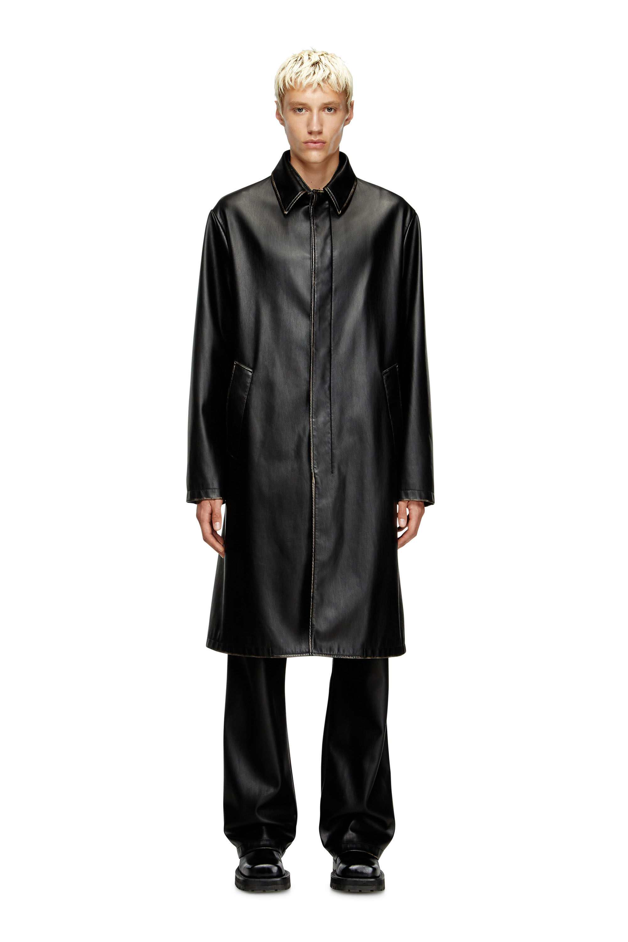 Diesel - J-RIVERS, Herren Automantel in vielgetragener Optik mit Futter aus Flanell in Schwarz - 3
