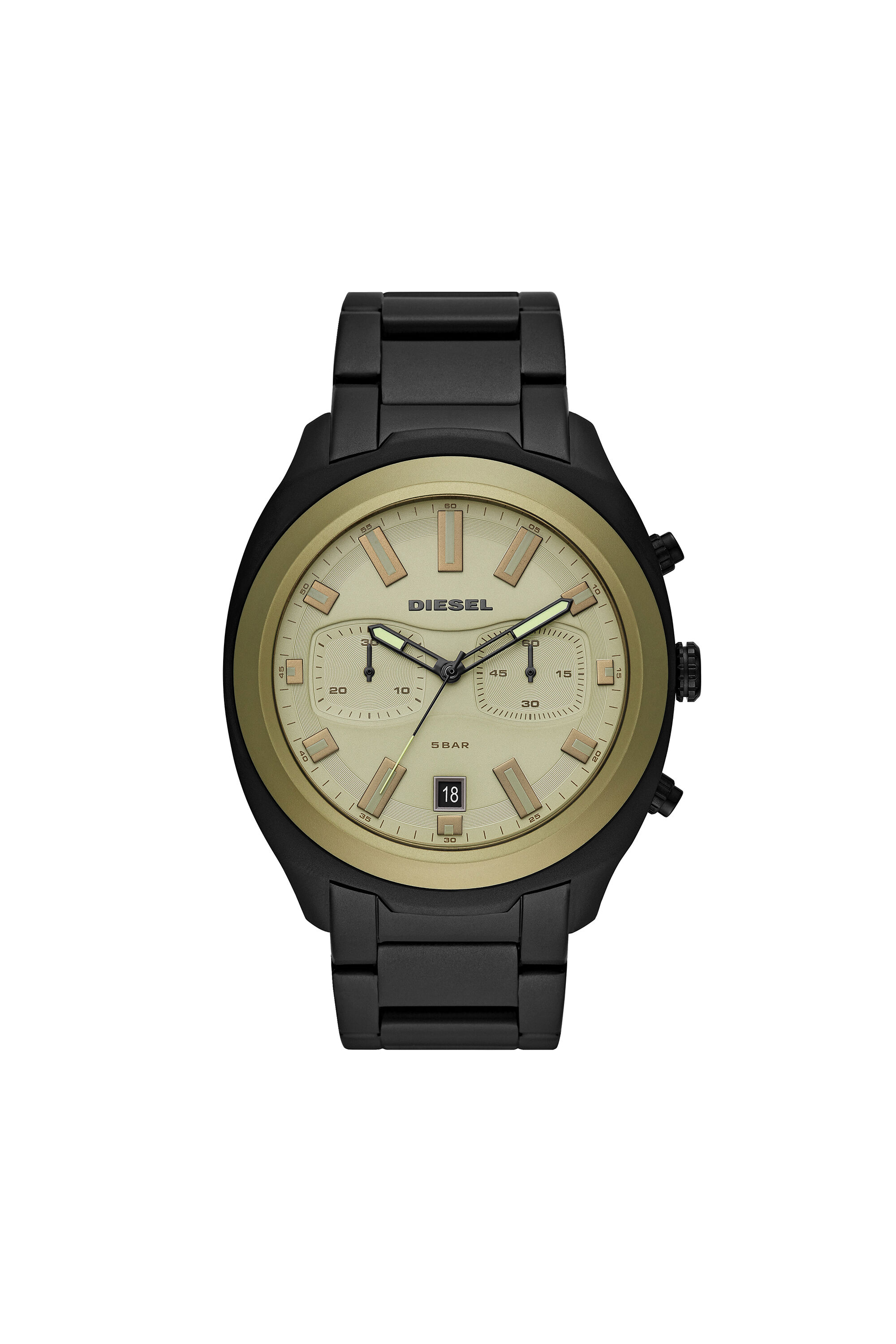 Diesel - DZ4497, Herren Armbanduhr aus schwarzem Edelstahl mit Chronograph-Anzeige in Schwarz/Grün - 1