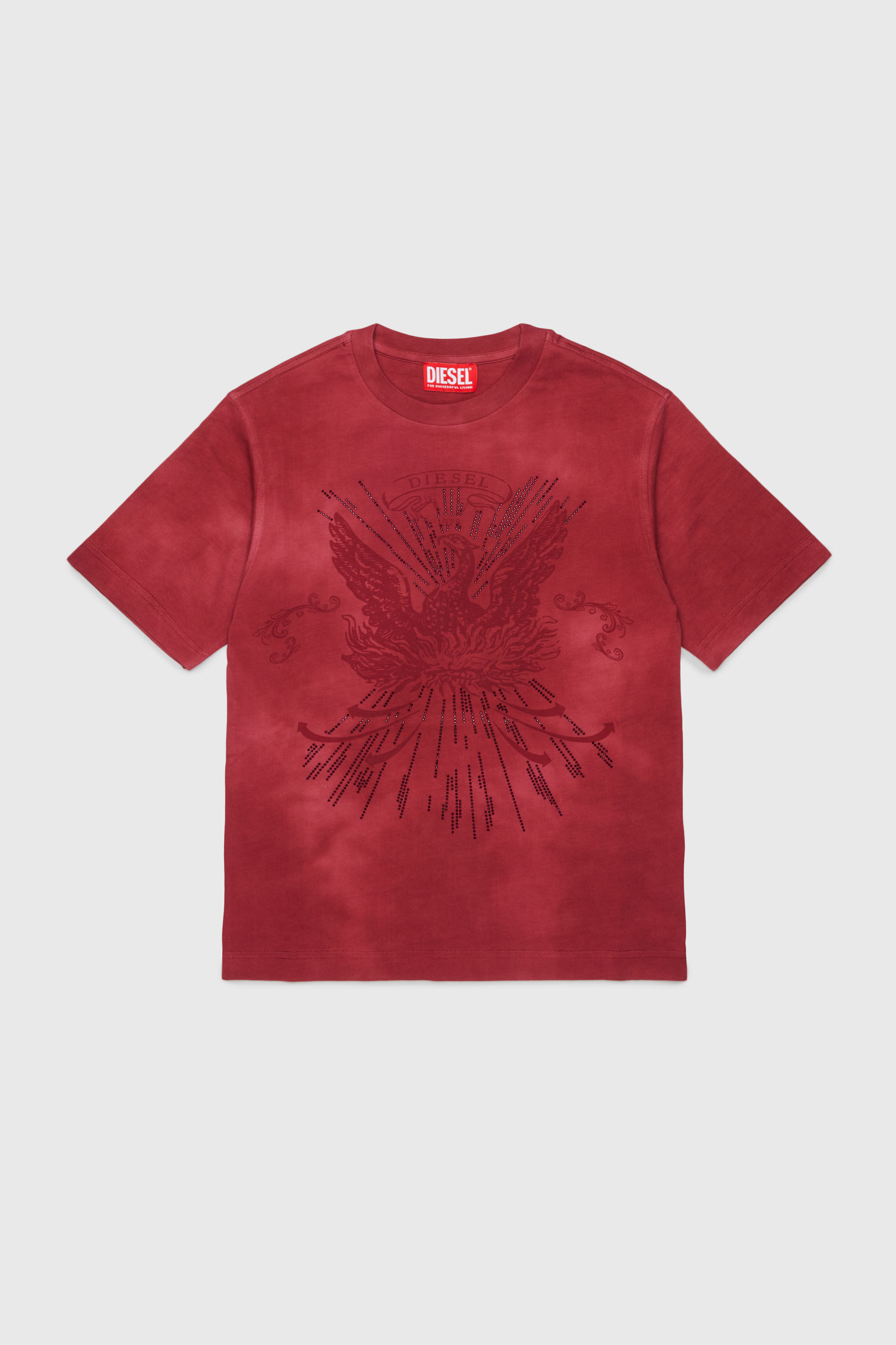 Diesel - TFIN OVER, Herren T-Shirt mit verziertem Ph&ouml;nix-Motiv in Rot - 1