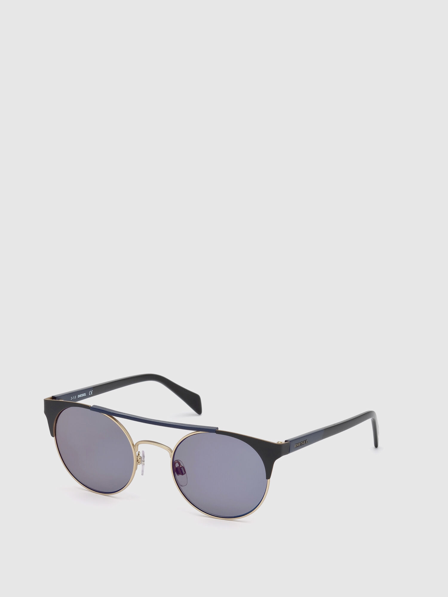 Diesel - DL0218, Unisex Panto-Sonnenbrille aus Metall in Schwarz/Blau - 4