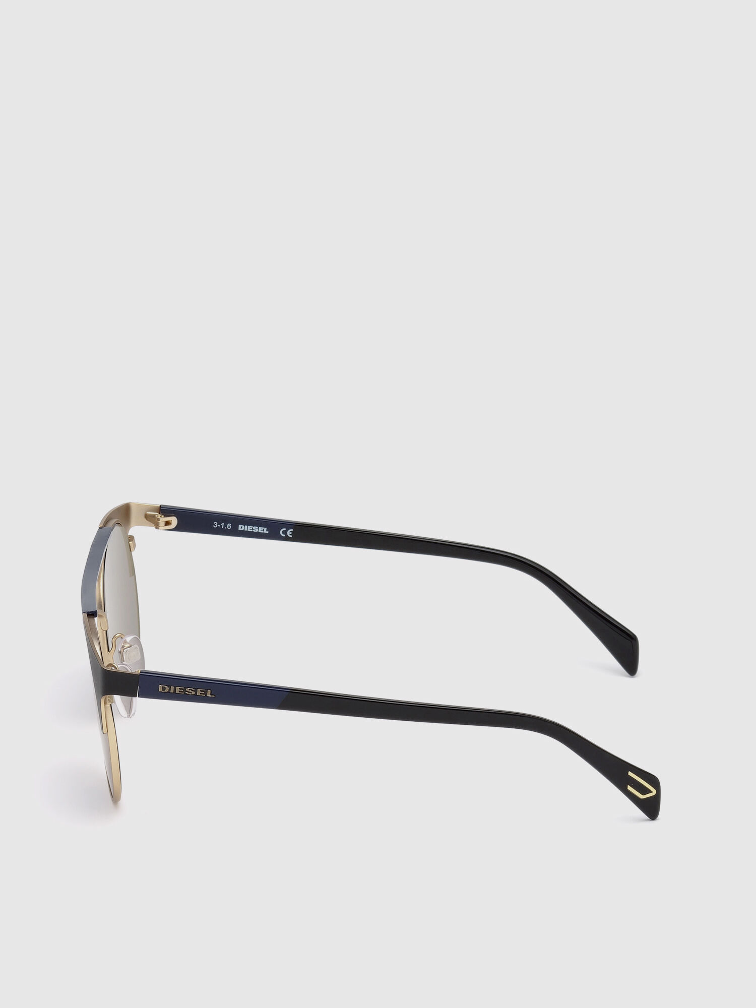 Diesel - DL0218, Unisex Panto-Sonnenbrille aus Metall in Schwarz/Blau - 3