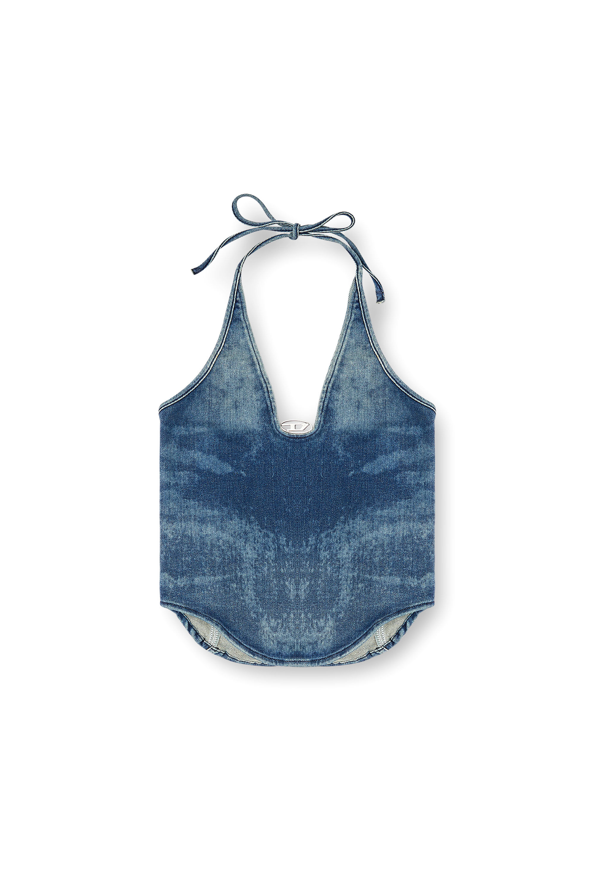 Diesel - DE-JANICE-S, Damen Neckholder-Oberteil aus Reformdenim in Mittelblau - 2