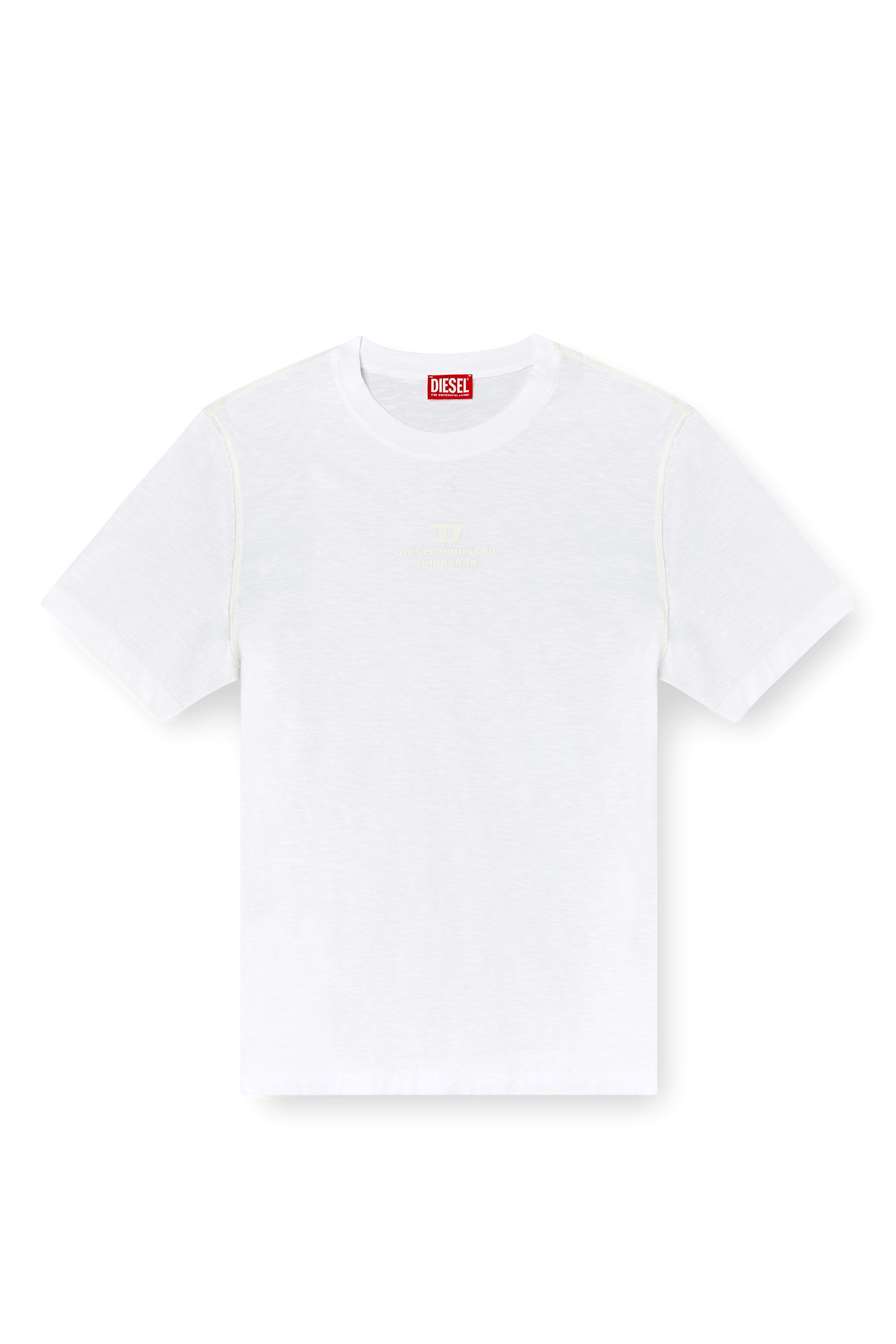 Diesel - T-ADJUST-R10, Herren Slub-T-Shirt mit Ton in Ton Logo-Print in Weiß - 2
