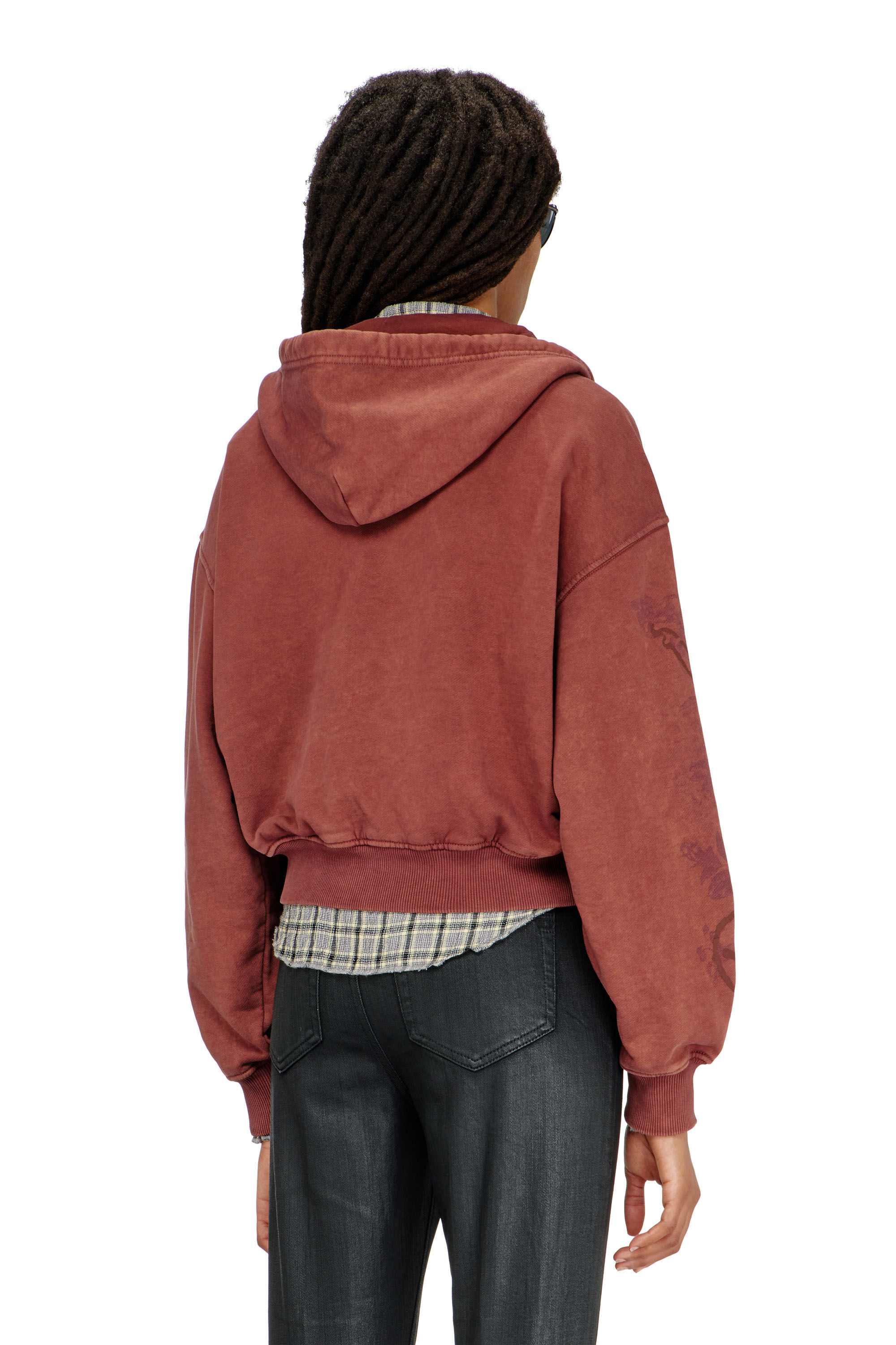 Diesel - F-ELYCY, Damen Sweatjacke mit floralem Logo im puff-print in null - 4