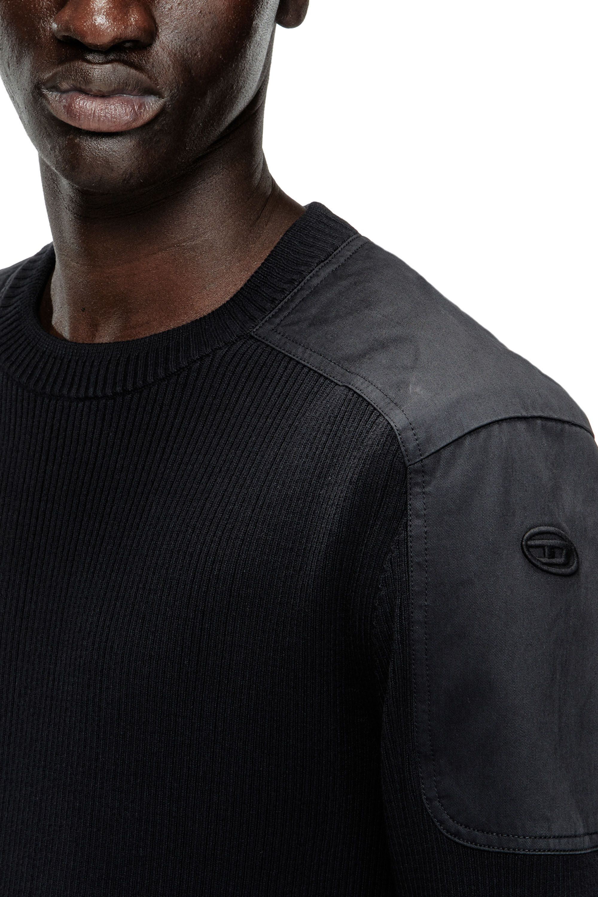 Diesel - K-MARTIN, Herren Gerippter Pullover mit Schultereinsätzen in Schwarz - 5
