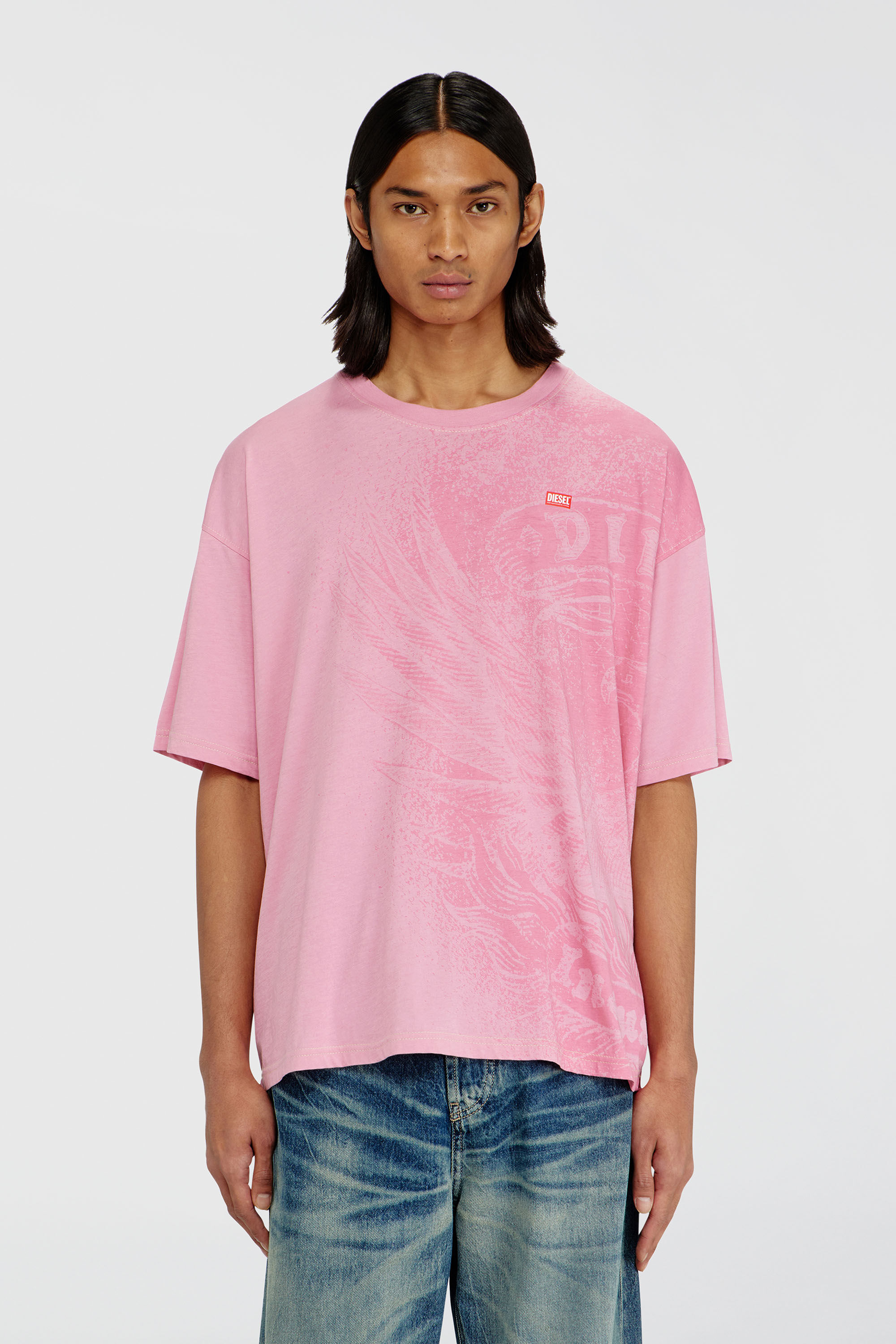 Diesel - T-BOXT-AA3, Herren Locker geschnittenes T-Shirt mit Pigmentdruck in Rosa - 3