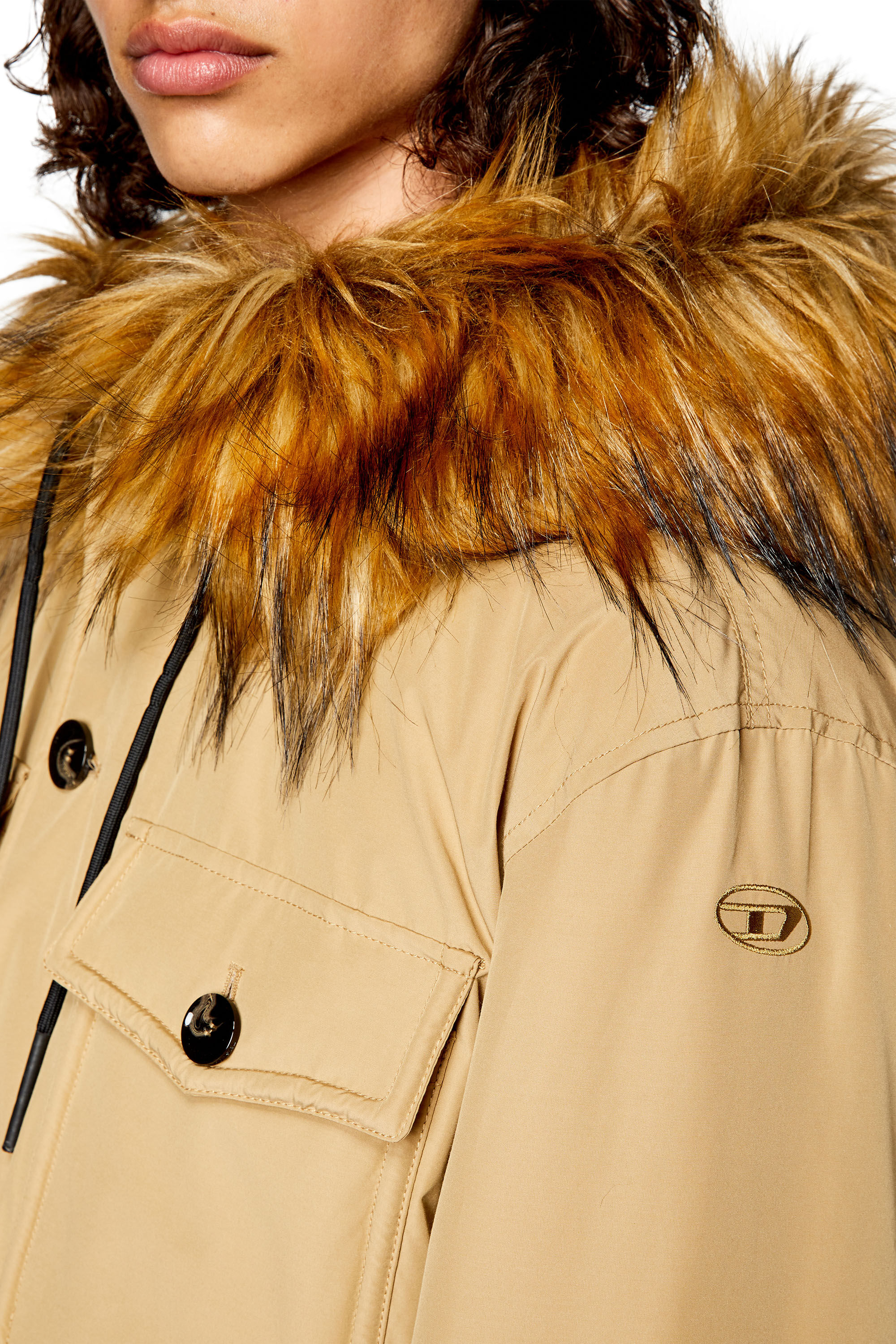 Diesel - W-JORGY, Herren Wattierter Parka mit Flauschkante an der Kapuze in Hellbraun - 6