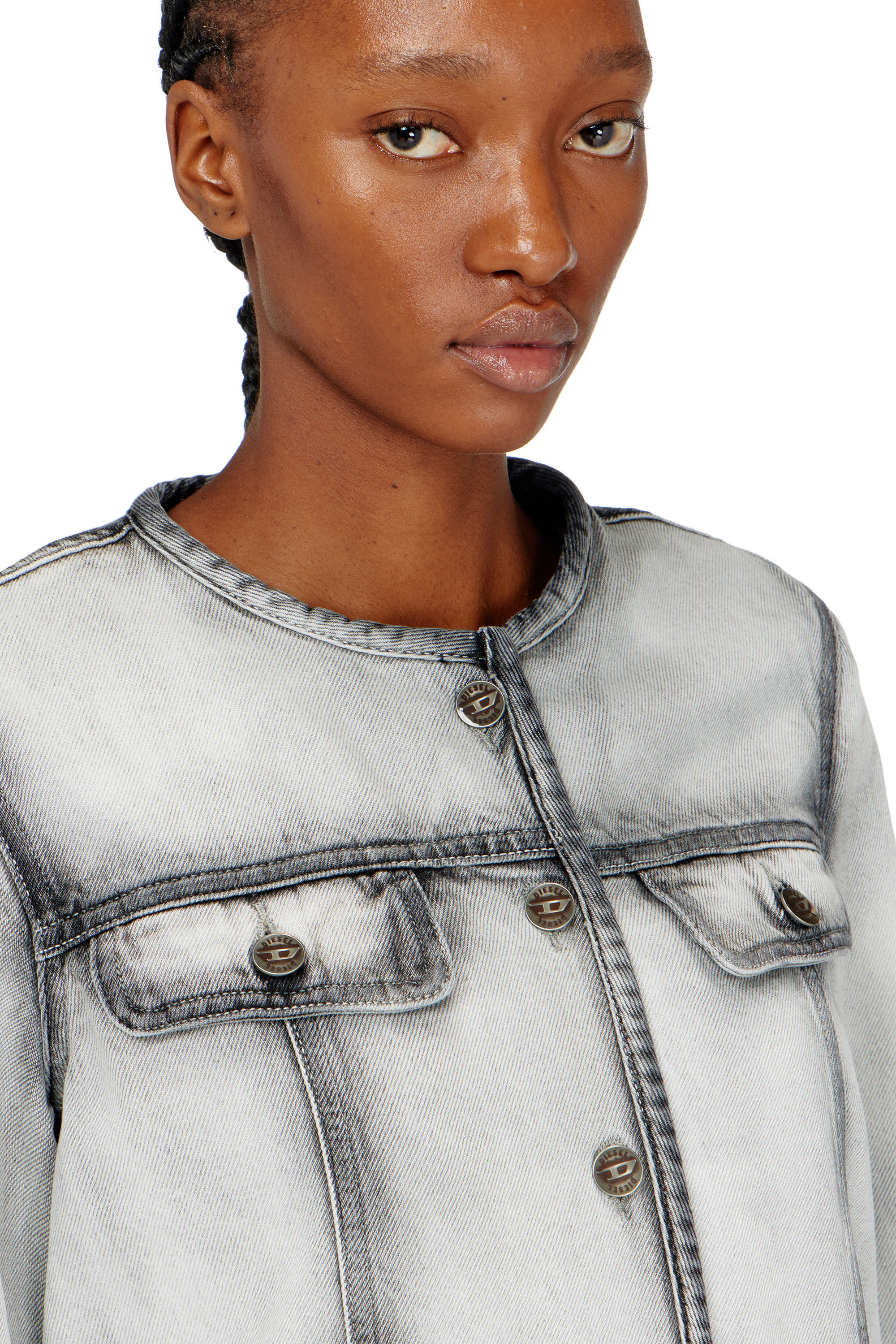 Diesel - DE-GRAFY-FSI, Damen Jacke aus weichem Skeleton-Denim in Grau - 5