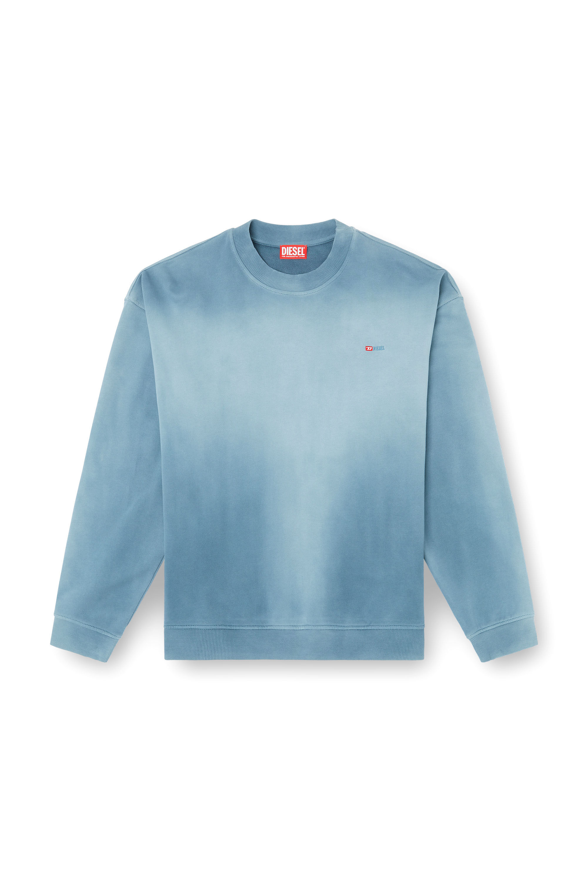Diesel - S-BOXT-R4, Herren Verblasstes Sweatshirt mit Mikro-Logo-Stickerei in Blau - 2