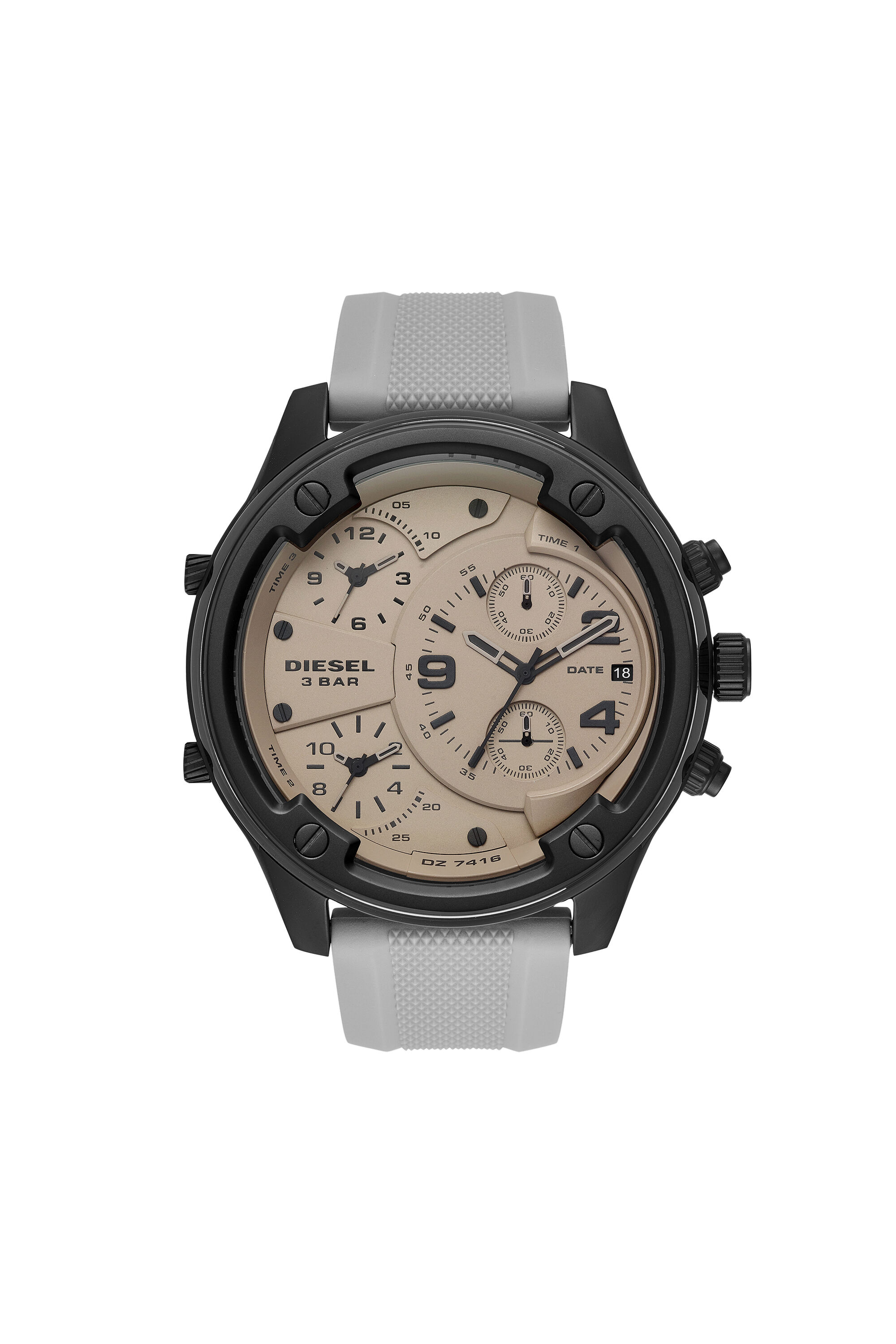 Diesel - DZ7416, Herren Armbanduhr mit Silikonarmband und Chronograph-Anzeige in Grau - 1