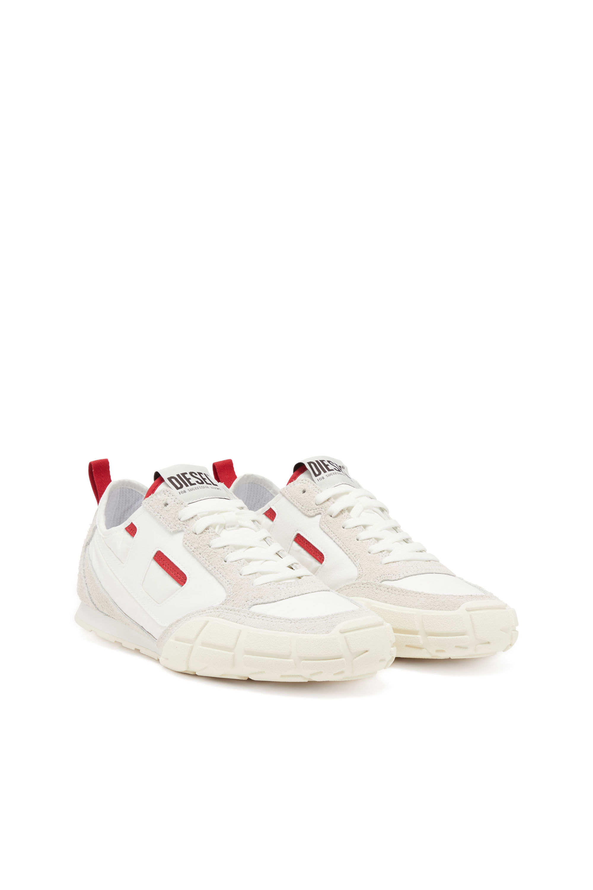 Diesel - S-PAGODHA LOW, Herren Sneakers aus Leder, Wildleder und Ripstop in Weiss/Rot - 2