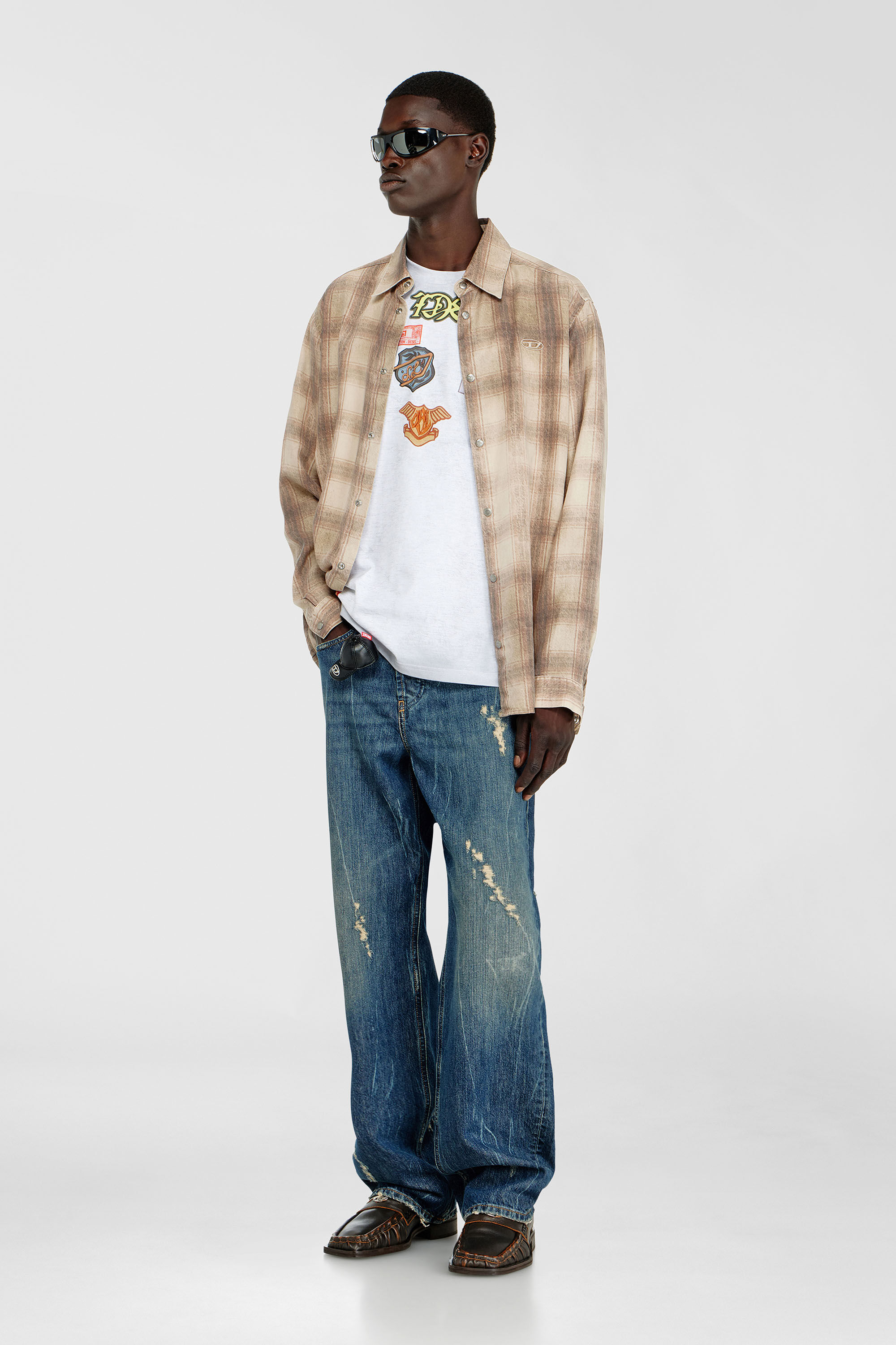 Diesel - T-BOXT-AA6, Man's Cotton T-shirt with all-over patches print in White - 1