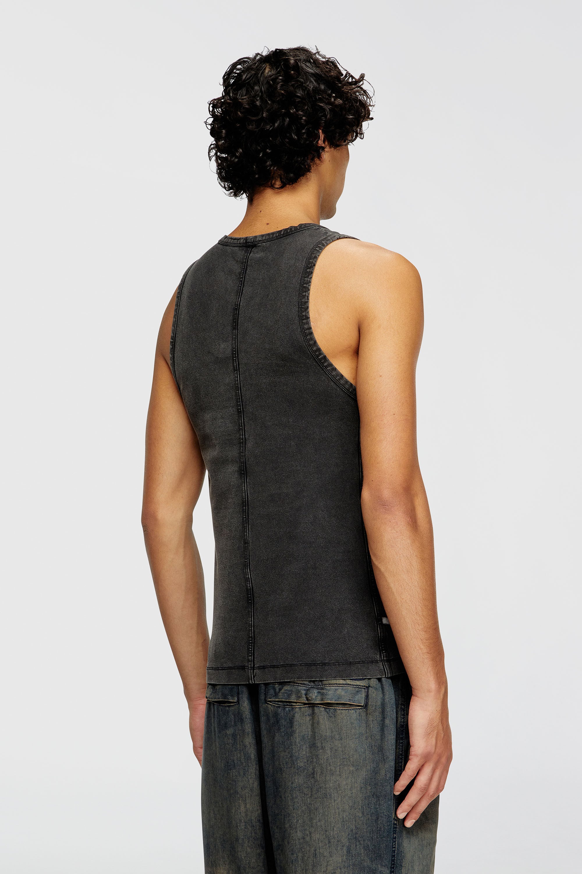 Diesel - T-MELY-SL, Herren Tanktop aus Jersey in Denim-Optik in Schwarz - 4