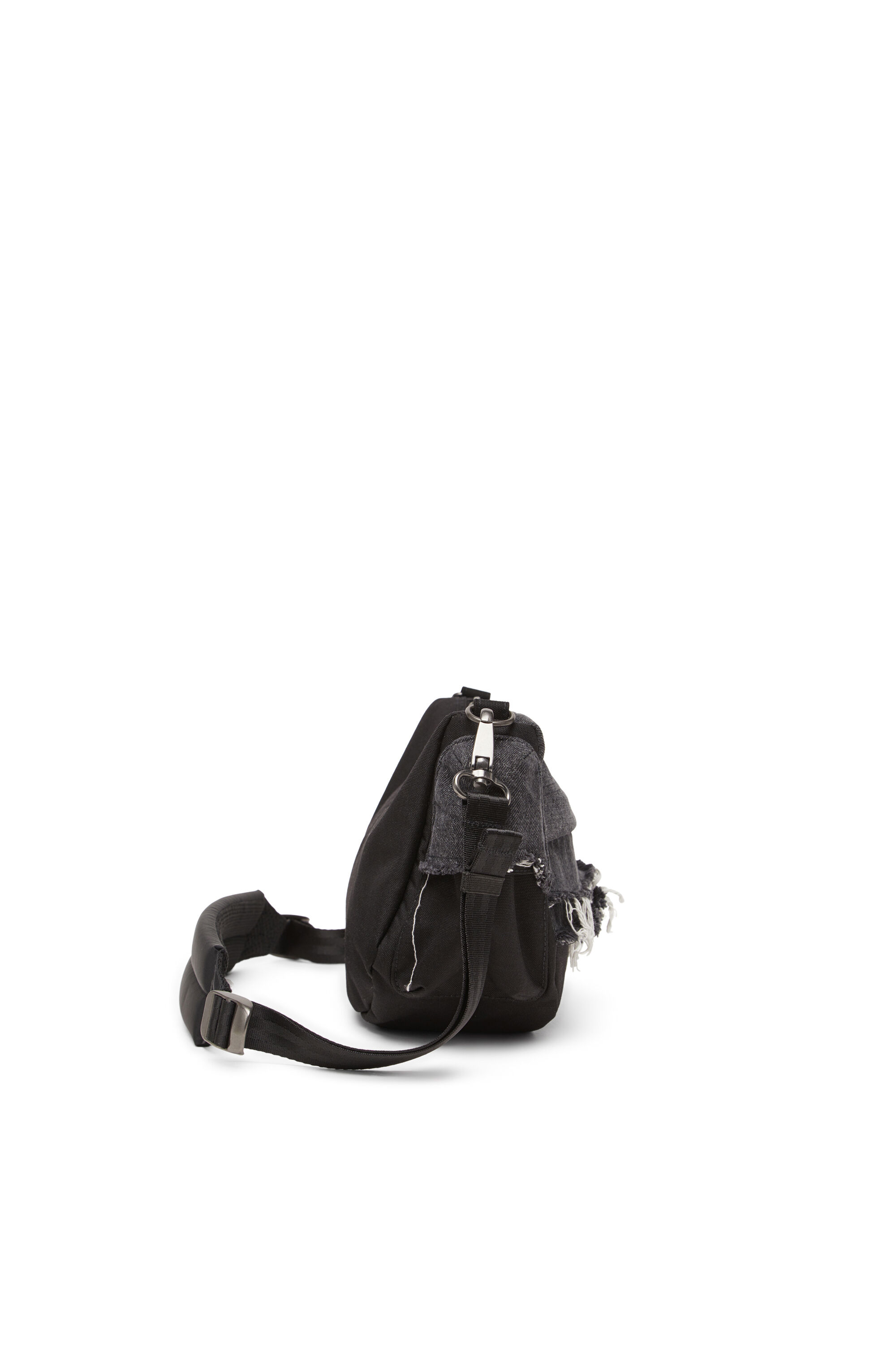 Diesel - DIESEL SHOULDER BAG, Unisex Schultertasche aus Destroyed-Denim und CORDURA® in Schwarz - 3