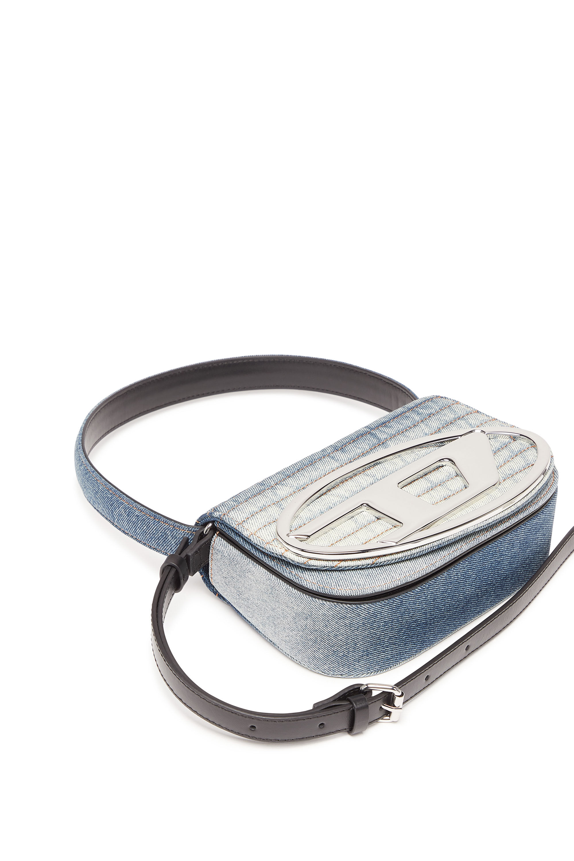 Damen 1DR Ikonische Schultertasche aus solarisiertem Denim Bunt Diesel