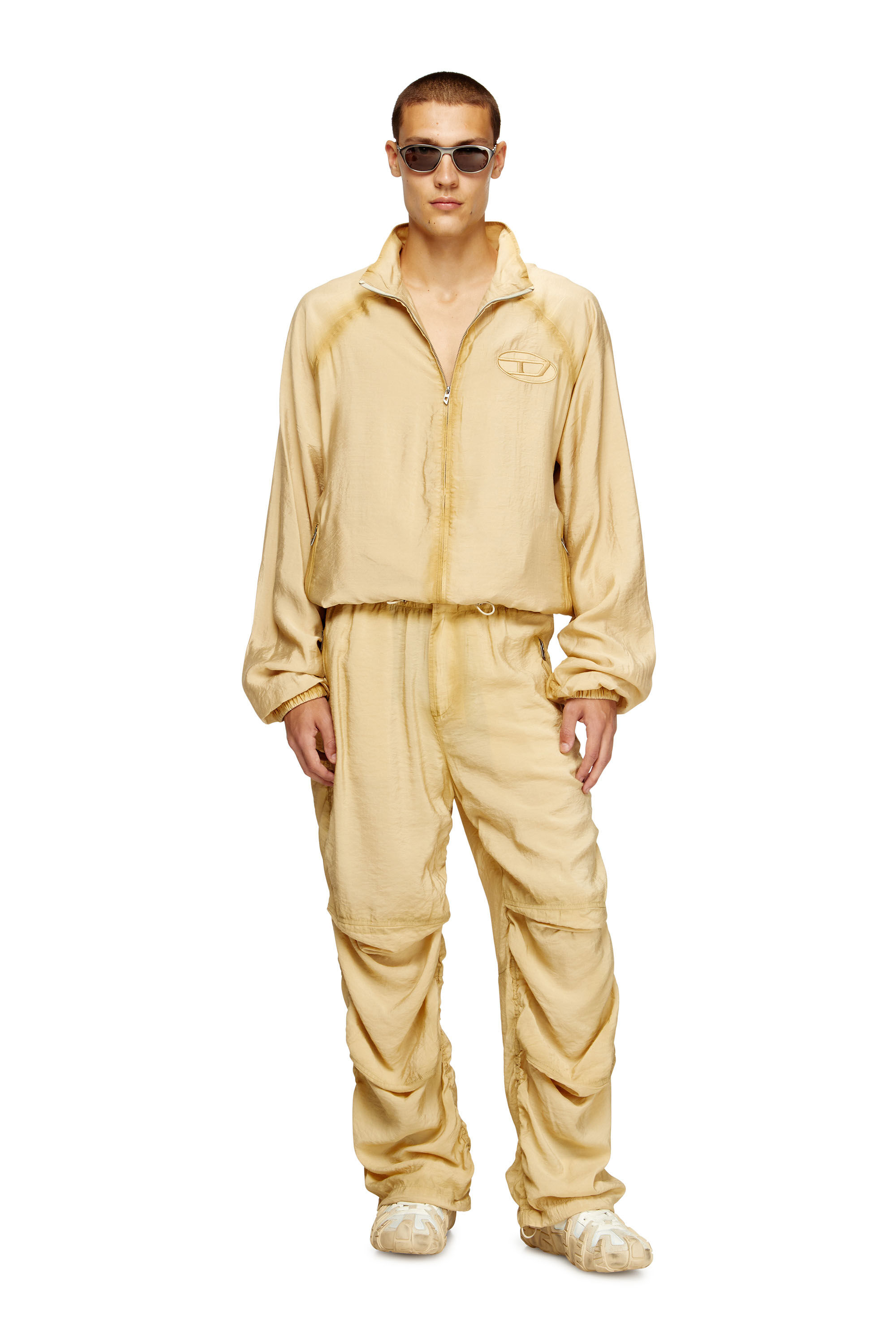 Diesel - J-HENRI-SOUVENIR, Herren Trackjacke im Souvenir-Stil mit Stickerei in Beige - 1