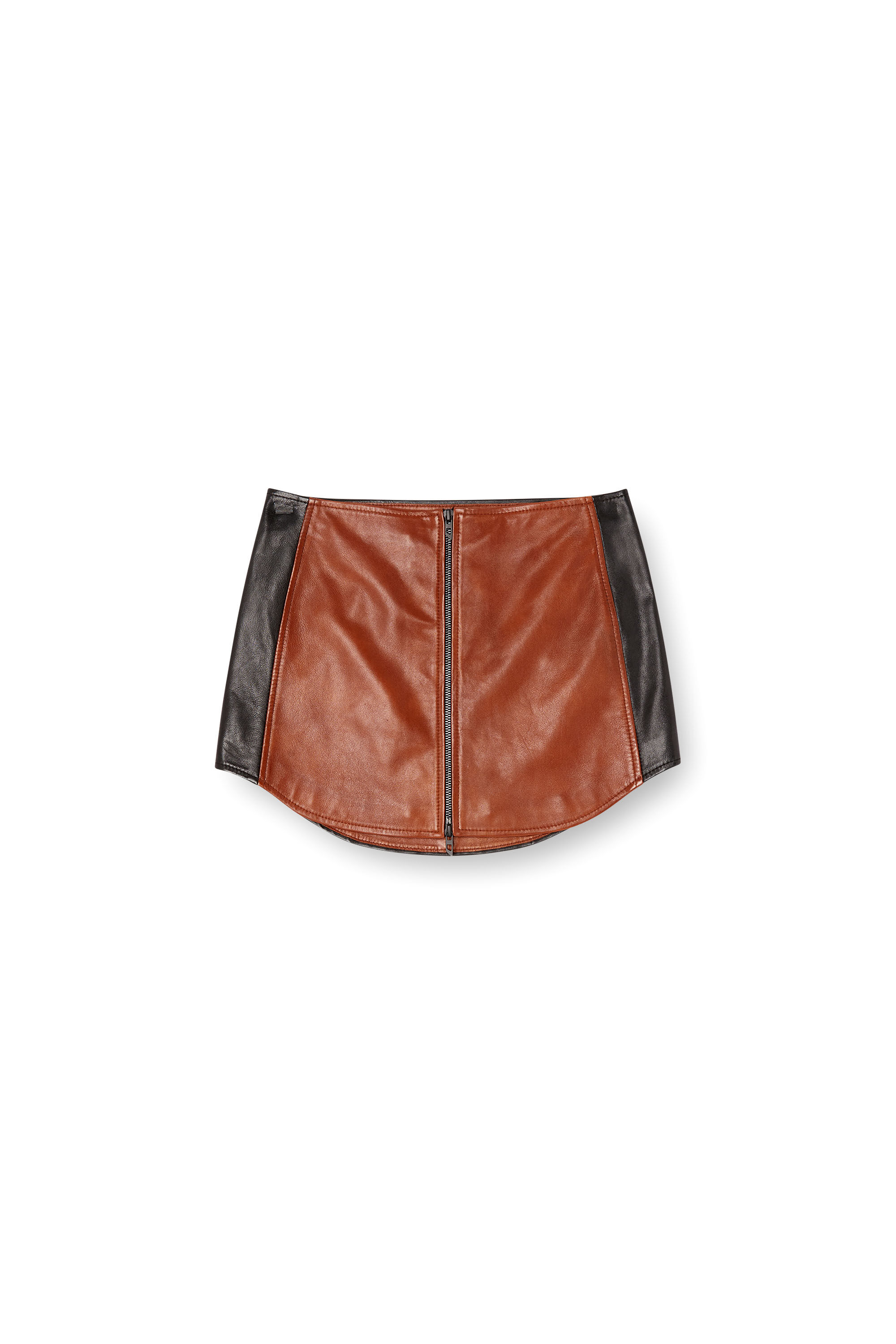 Diesel - L-OLLIPOP, Damen Minirock aus Colour-Block-Leder in Braun - 2