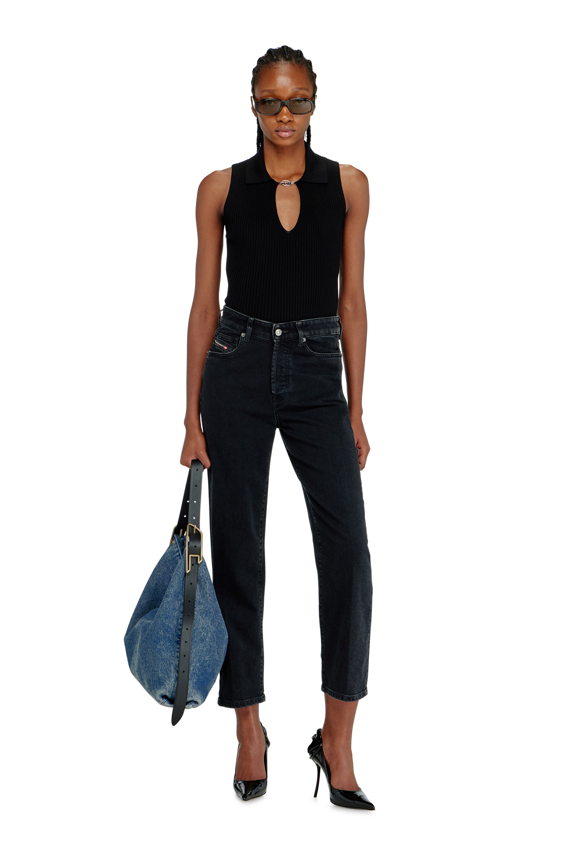 Diesel - D-LINE HOBO, Damen D-Line-Denim Hobo-Tasche in Mittelblau - 1