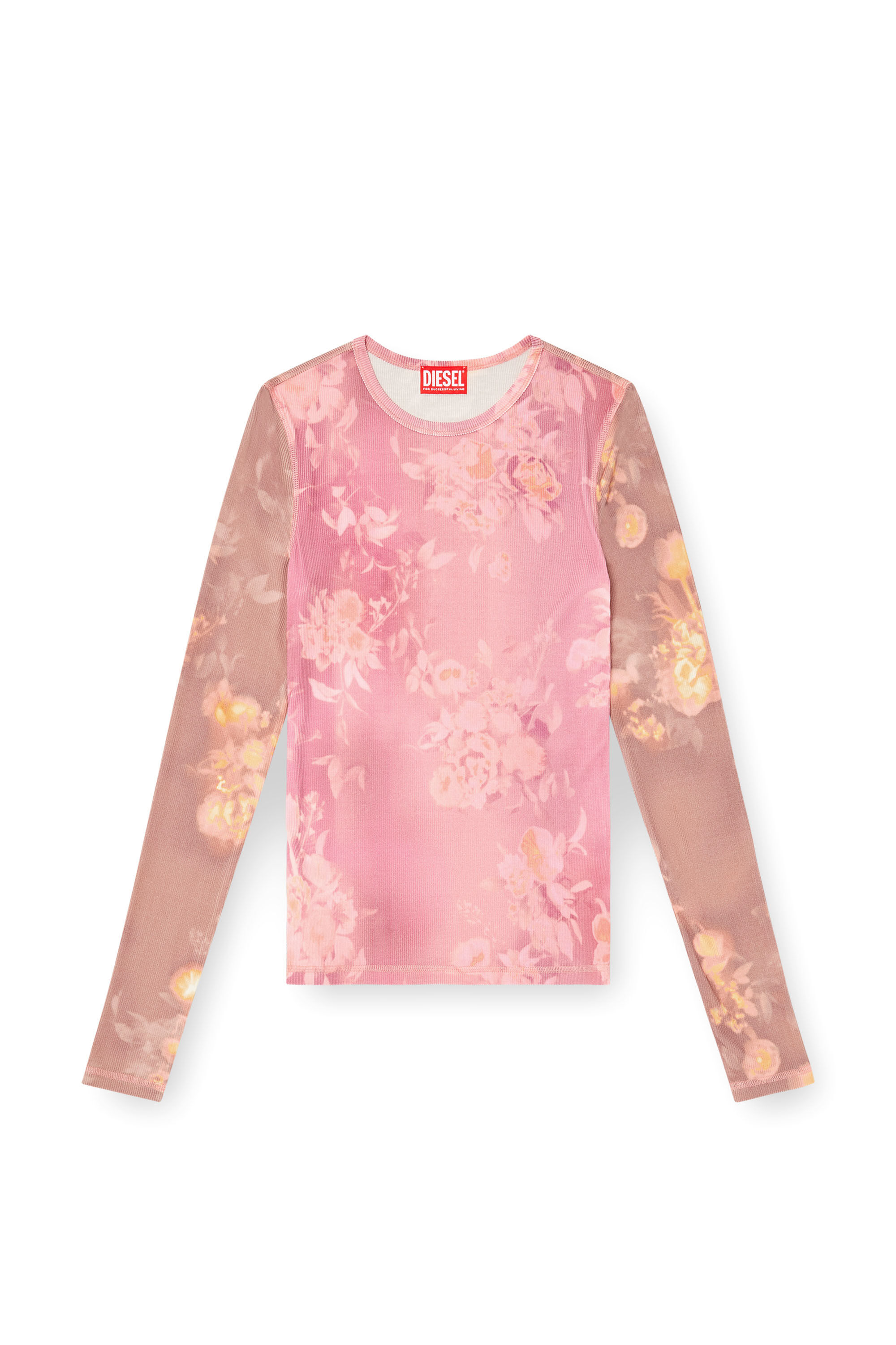 Diesel - T-MOKY-LS, Damen Top aus geripptem Jersey mit Blumenprint in null - 2