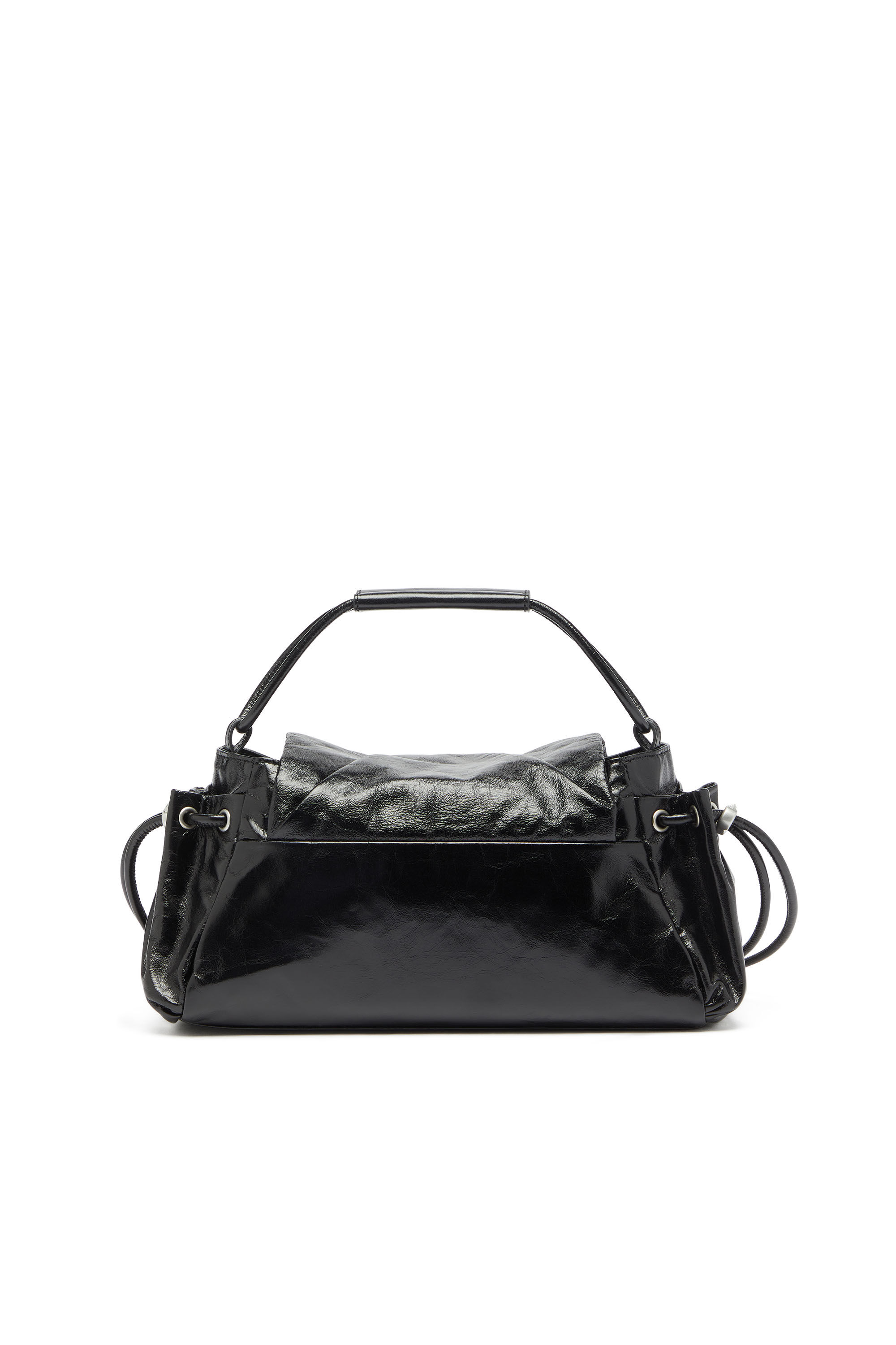 Diesel - SCRUNCH-D TOP HANDLE, Damen Scrunch-D - Top-Handle-Tasche aus gl&auml;nzendem Leder mit Falten in Schwarz - 2