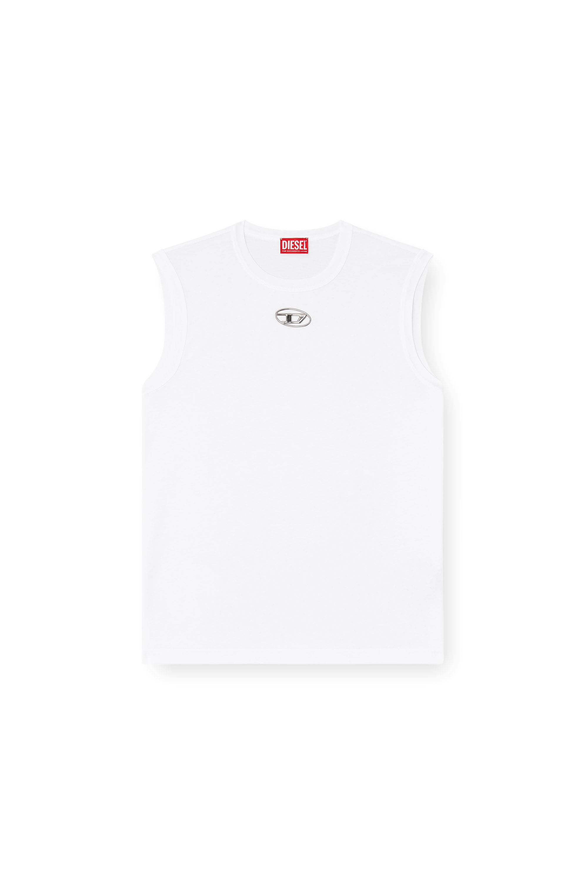 Diesel - T-BISCO-OD, Herren Tanktop mit Metallic-Oval D in Wei&szlig; - 2