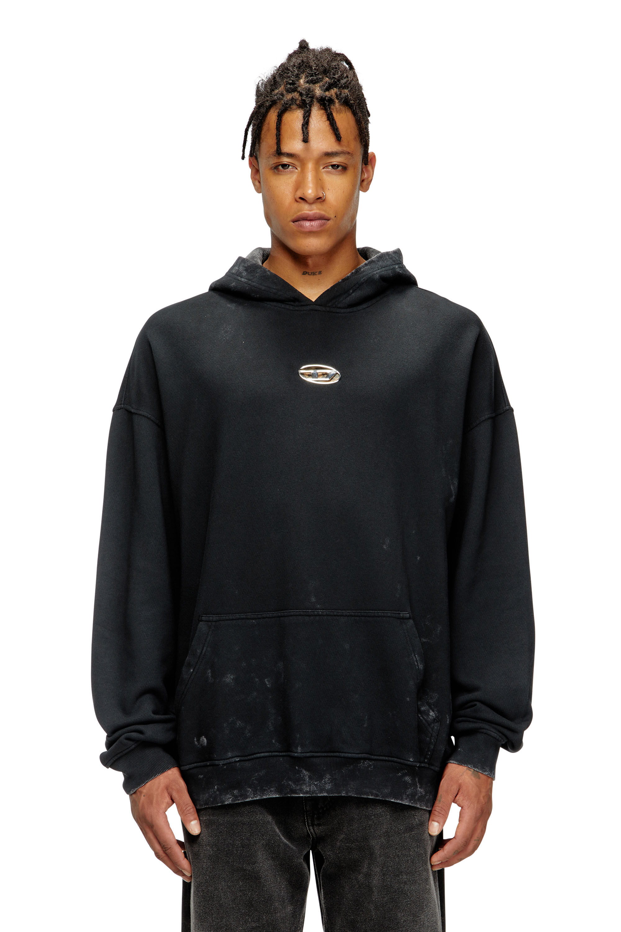 Diesel - S-BOXT-HOOD-T10, Herren Kapuzenpullover mit Cutout-Oval D aus Metall in Schwarz - 2