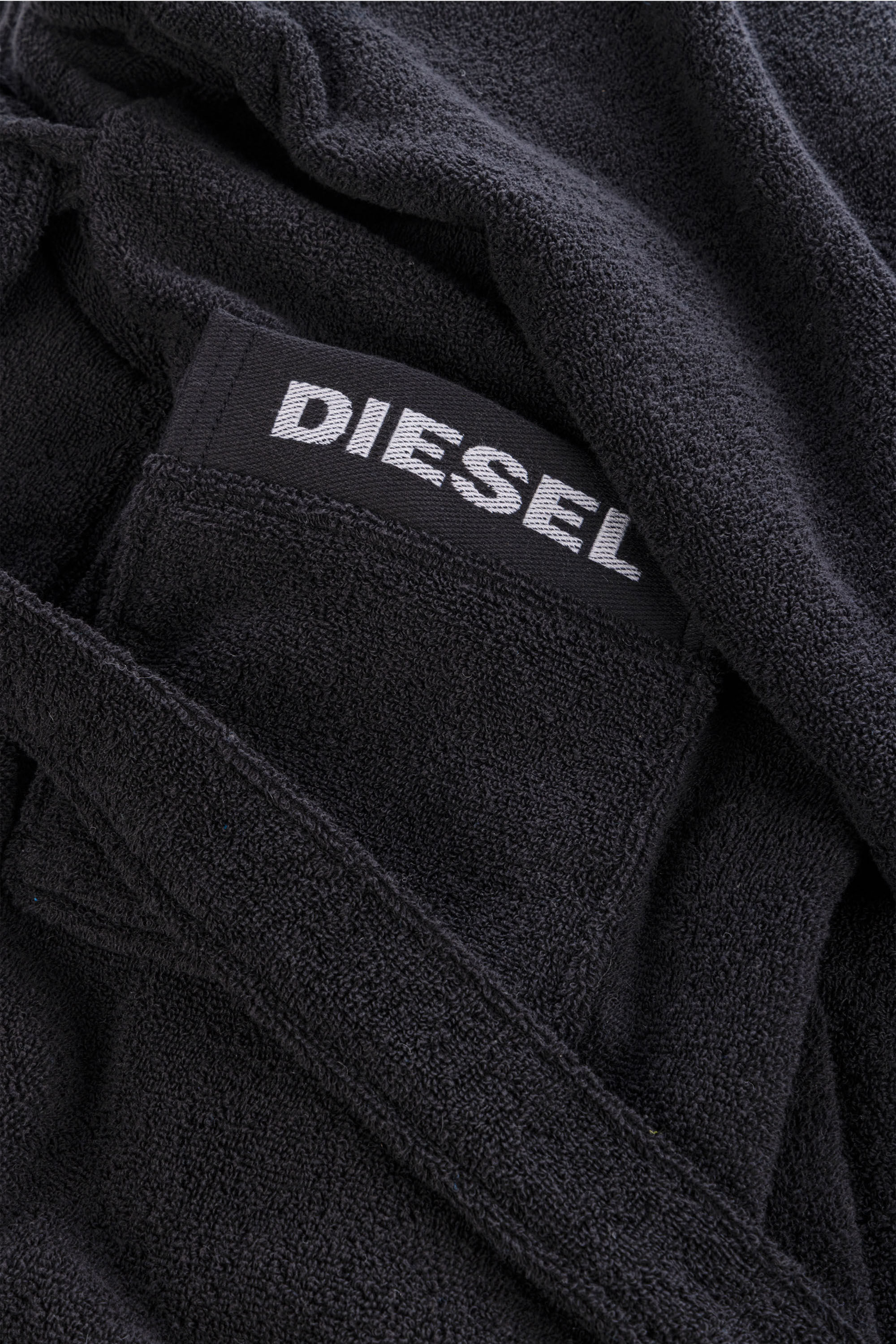 Diesel - 1015115 LOGO-COTTON BATHROBE SIZE M/L BL, Unisex Bademantel aus Baumwoll-Frottee, Gr&ouml;&szlig;e M/L in Schwarz - 2
